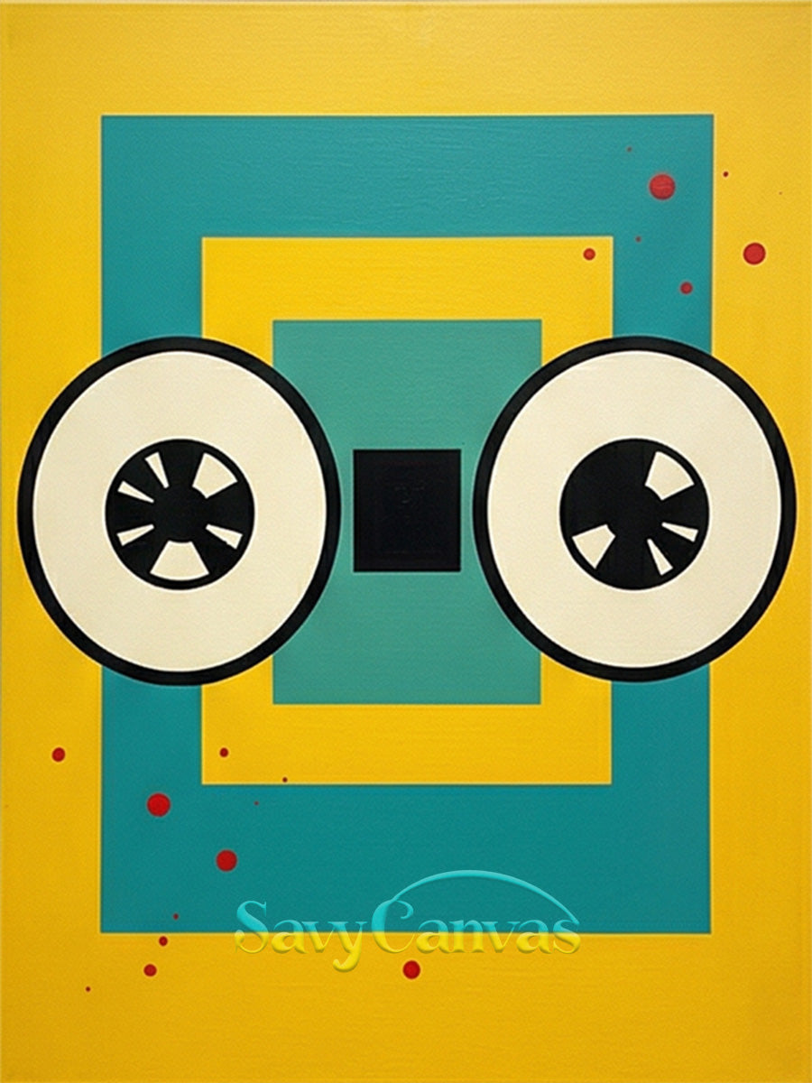 Modern Geometric Pop Art Canvas | Retro Cassette Eyes Wall Decor #SS 086