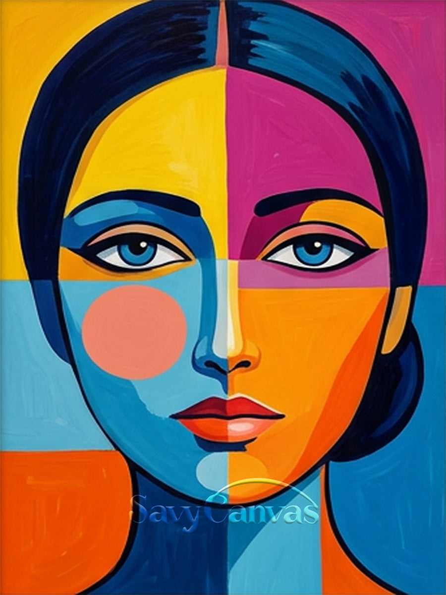 Modern Pop Art Portrait - Colorful Hand-Painted Oil Painting #SS 160