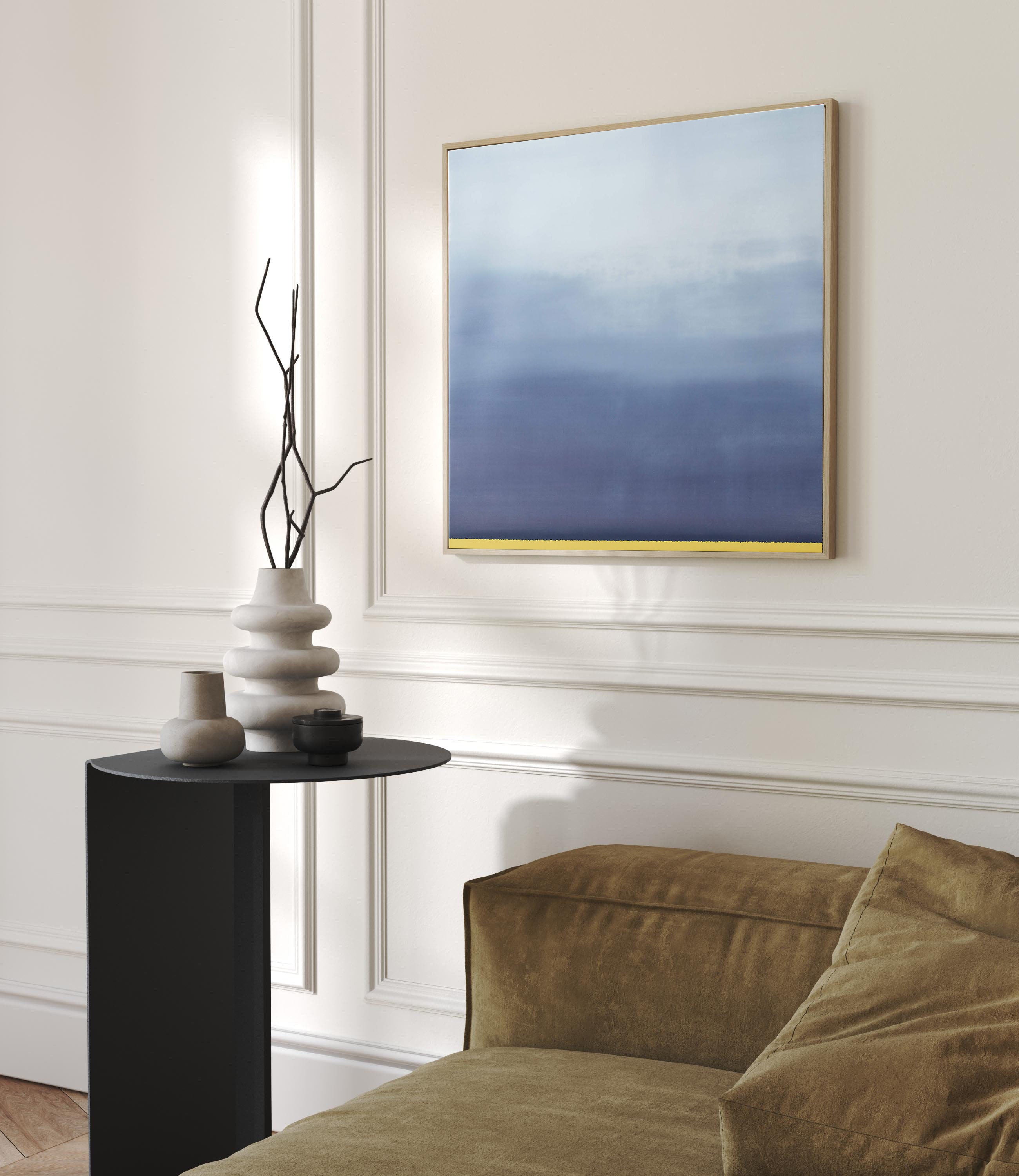 Abstract Landscape Oil Painting with Yellow Accent #TC 150