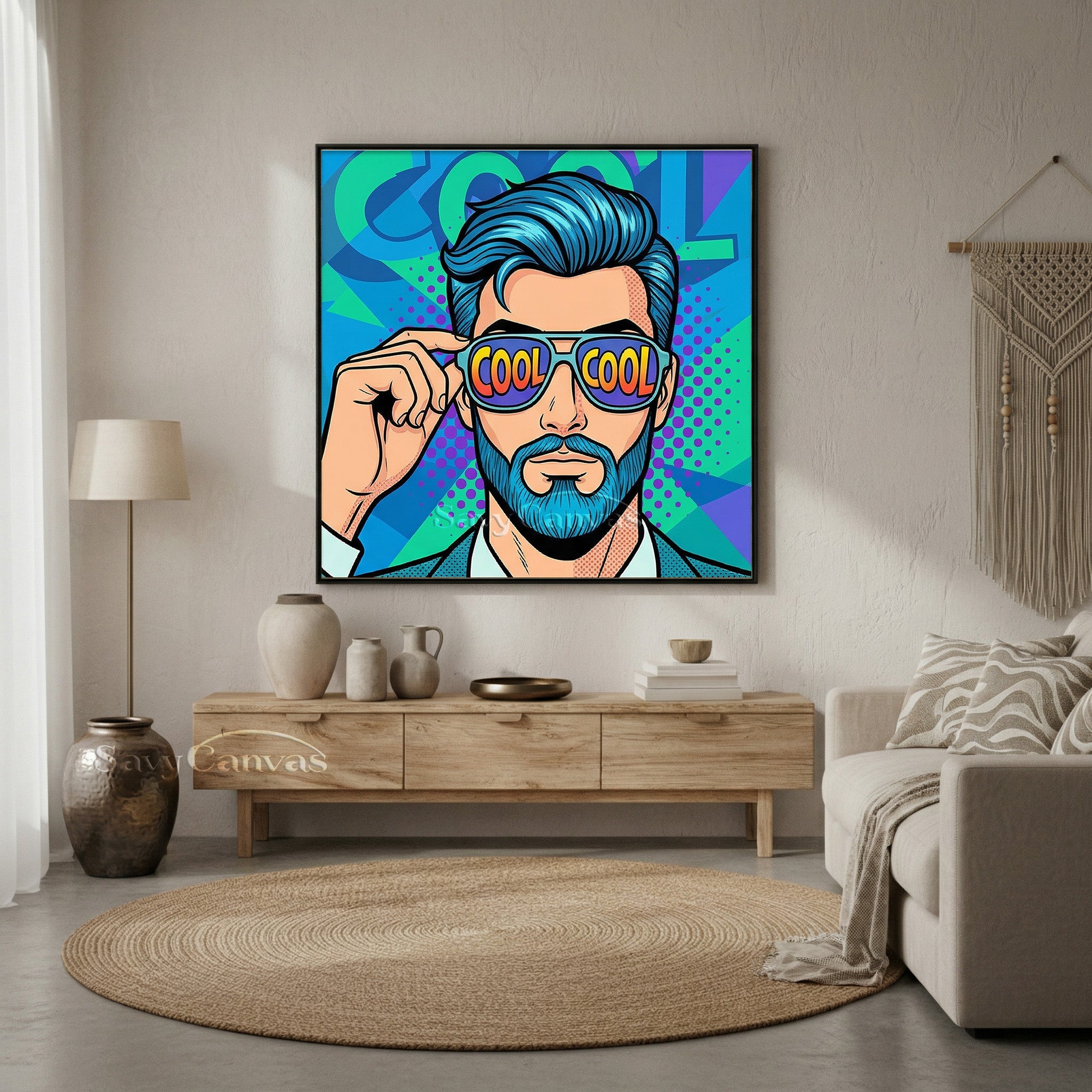 Modern Pop Art Oil Painting - Cool Man with Sunglasses #SS 047