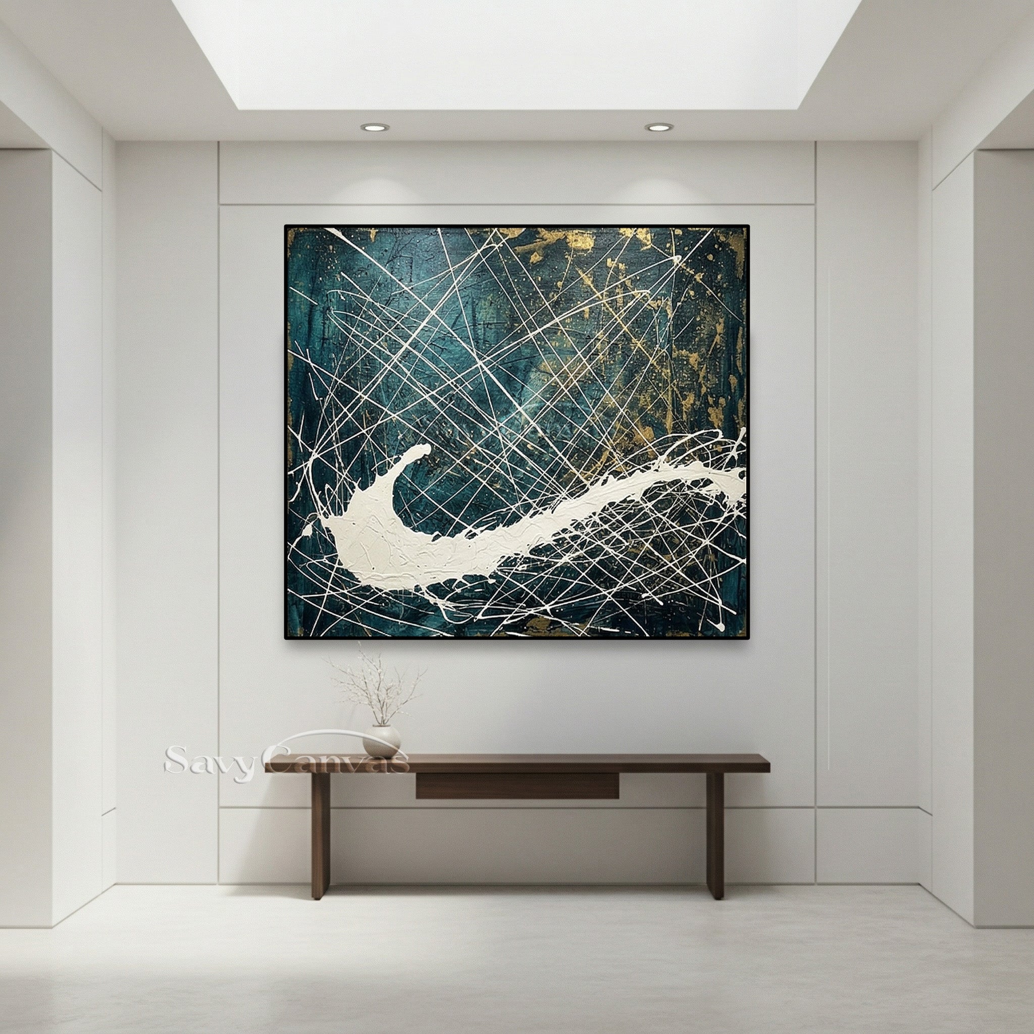 Teal & Gold Statement Piece | Vibrant Modern Abstract Wall Decor #JJ 448