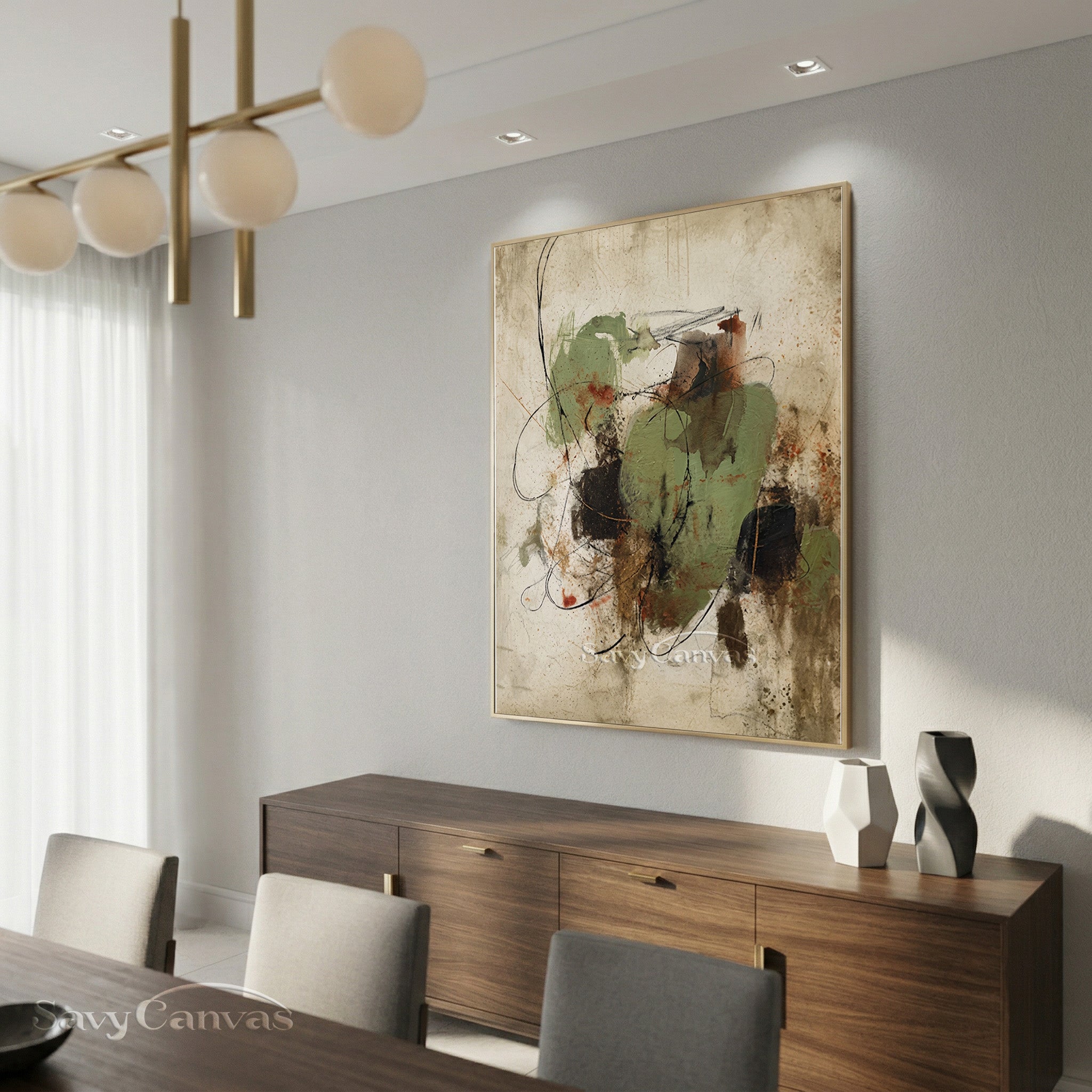 Original Green & Earth Tone Abstract Oil Painting | Modern Wall Art #SS 002