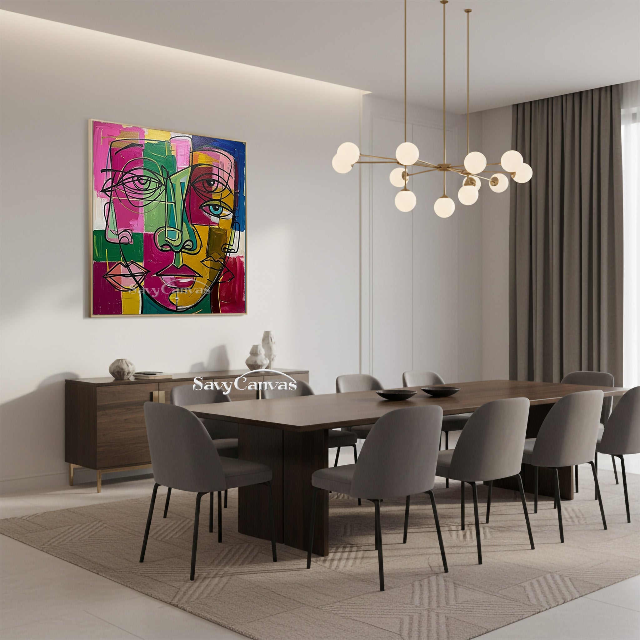 Abstract Face Oil Painting | Modern Cubist Wall Art #SS 099