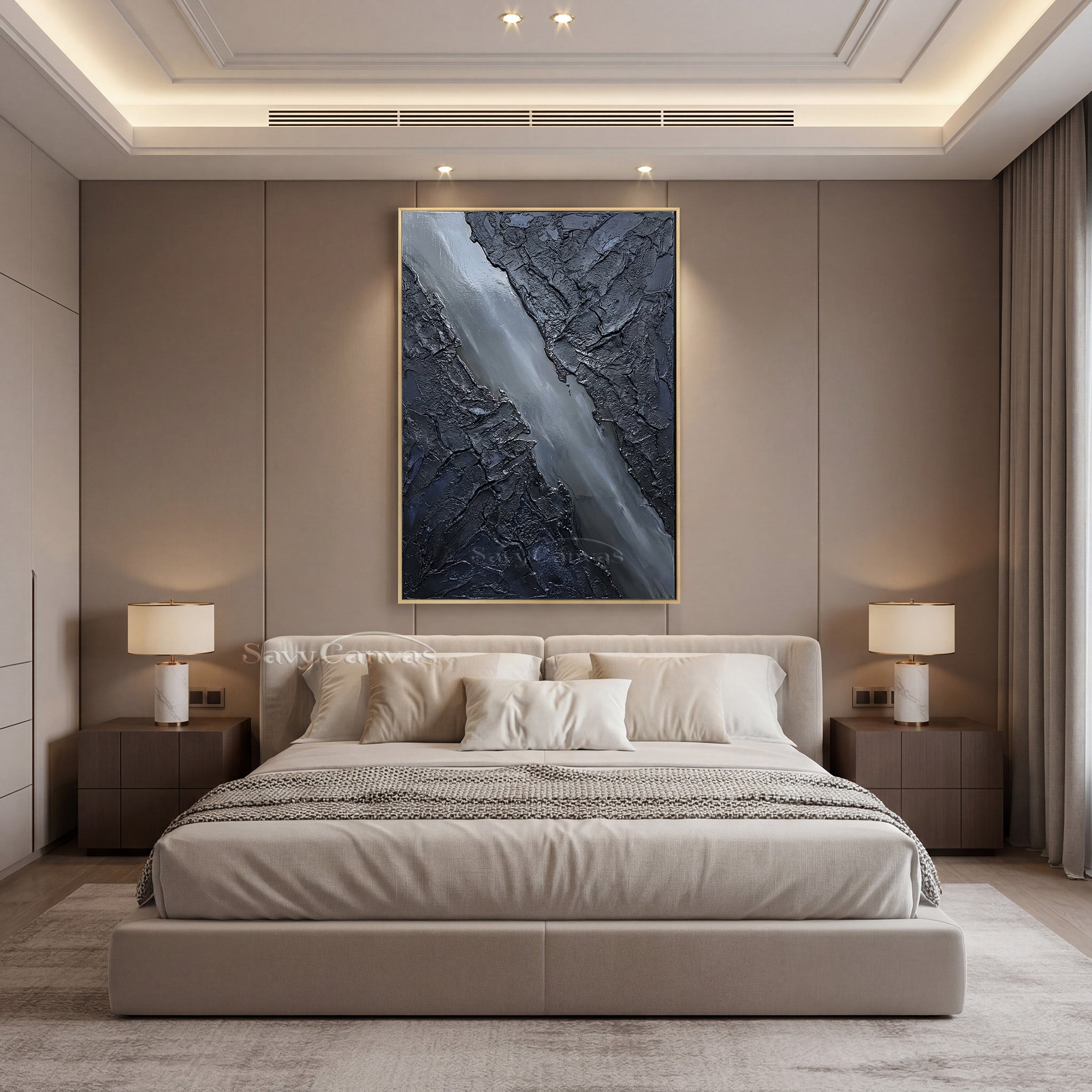 Black Textured Abstract Oil Painting | Modern Minimalist 3D Wall Art #SS 014