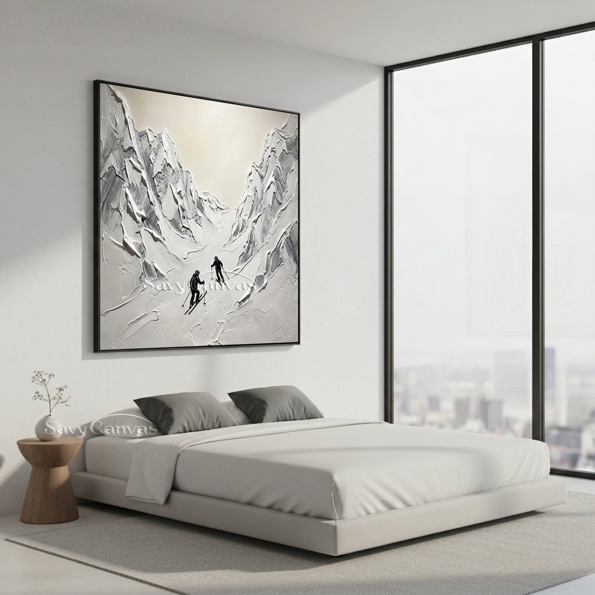 3D Textured Mountain Painting | Palette Knife Ski Art #AA 515