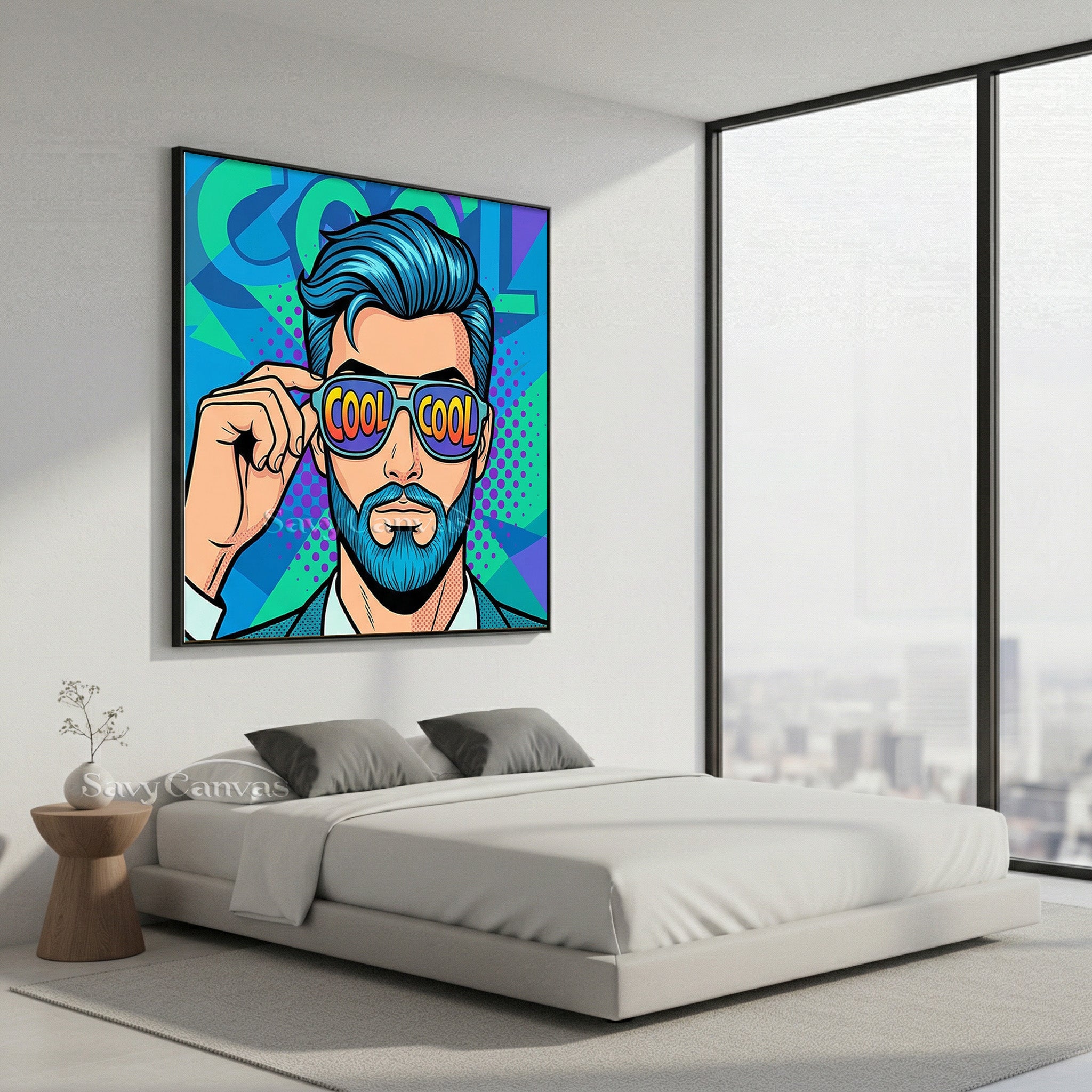 Modern Pop Art Oil Painting - Cool Man with Sunglasses #SS 047