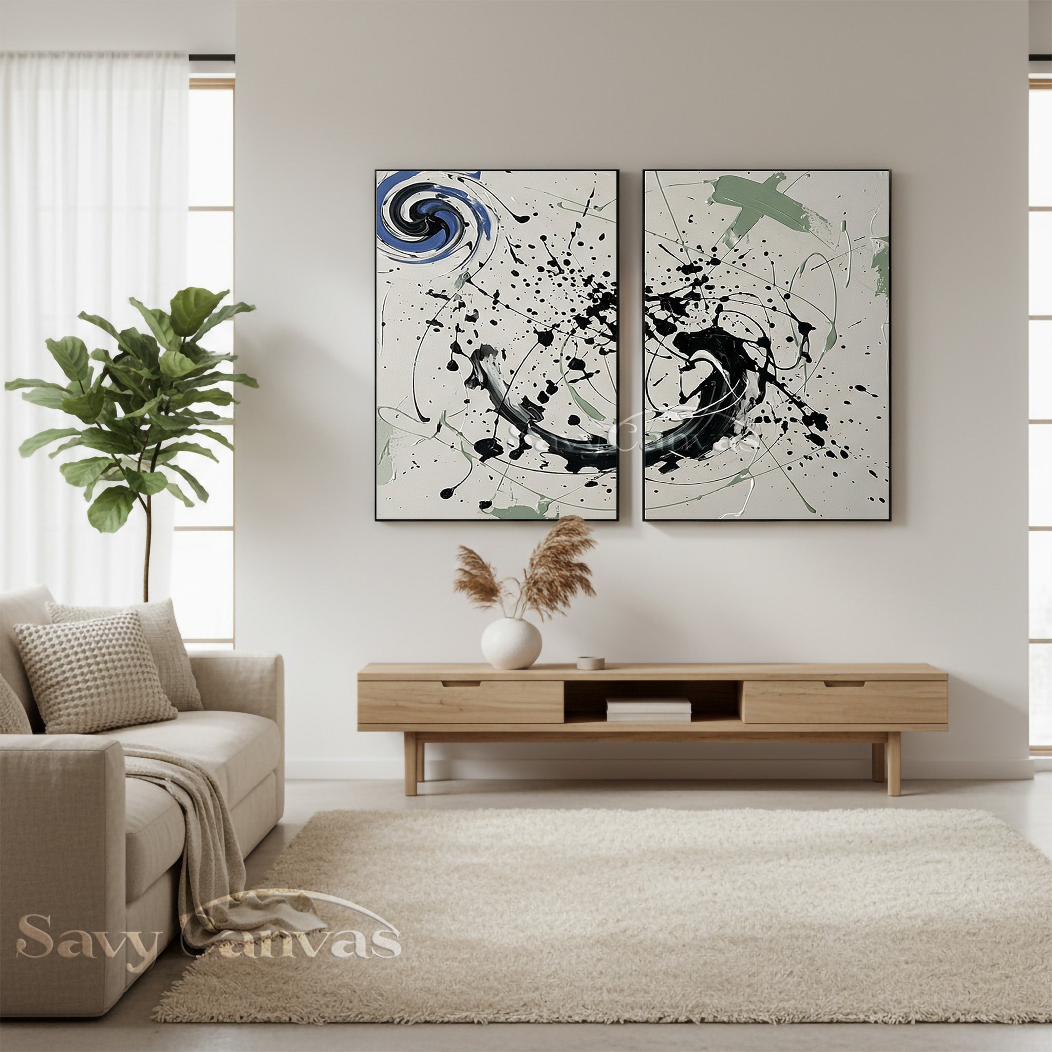 Modern Abstract Set | Designer Choice Diptych Wall Art #JJ 474