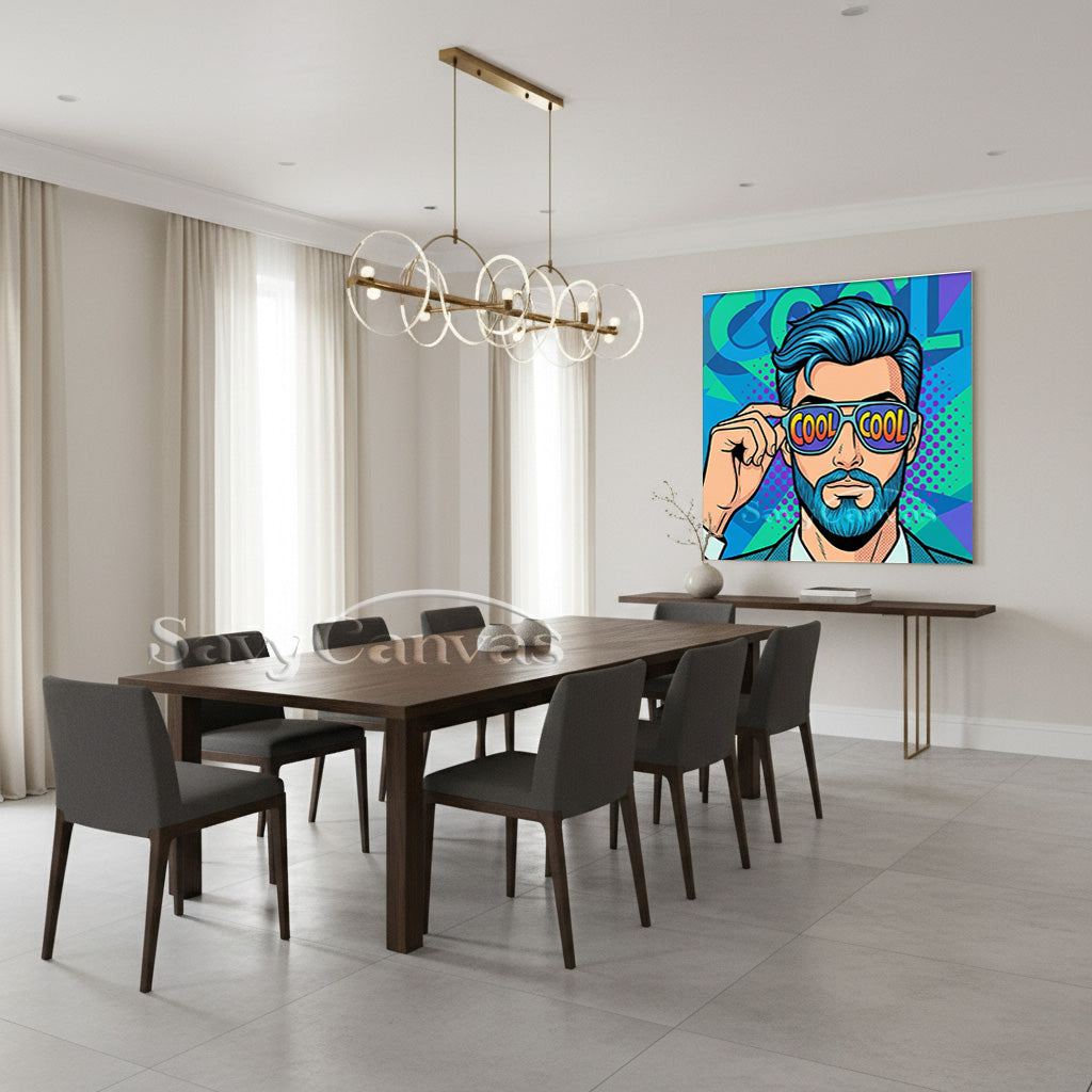 Modern Pop Art Oil Painting - Cool Man with Sunglasses #SS 047