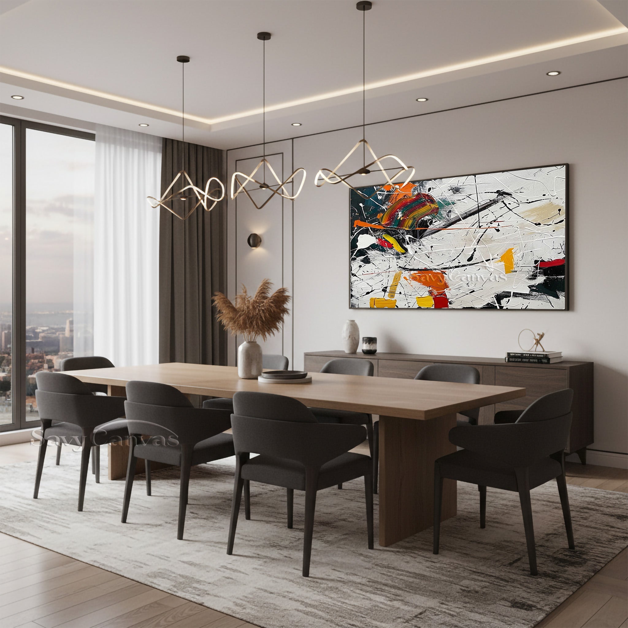 Handmade Colorful Abstract Oil Painting – Contemporary Canvas Wall Art #JJ 469