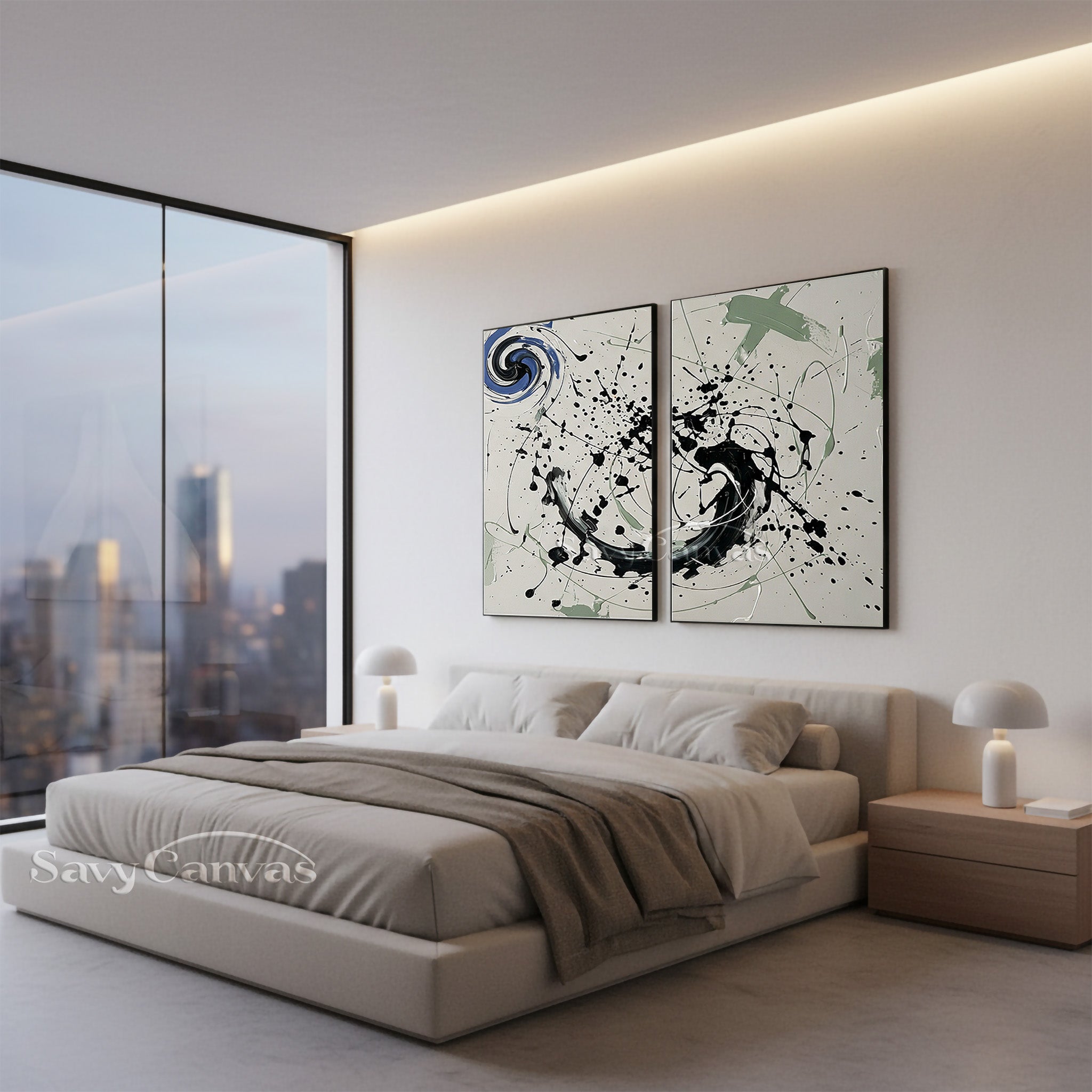 Modern Abstract Set | Designer Choice Diptych Wall Art #JJ 474