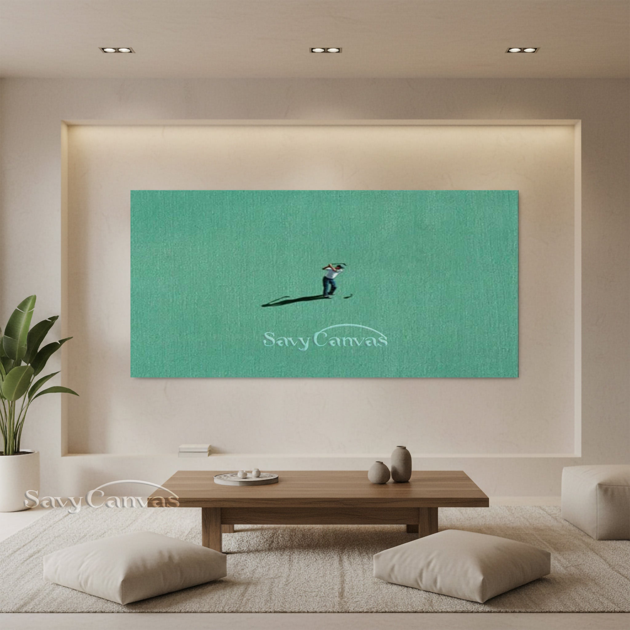 Minimalist Golf Oil Painting - Green Textured Canvas Wall Art #SS 024