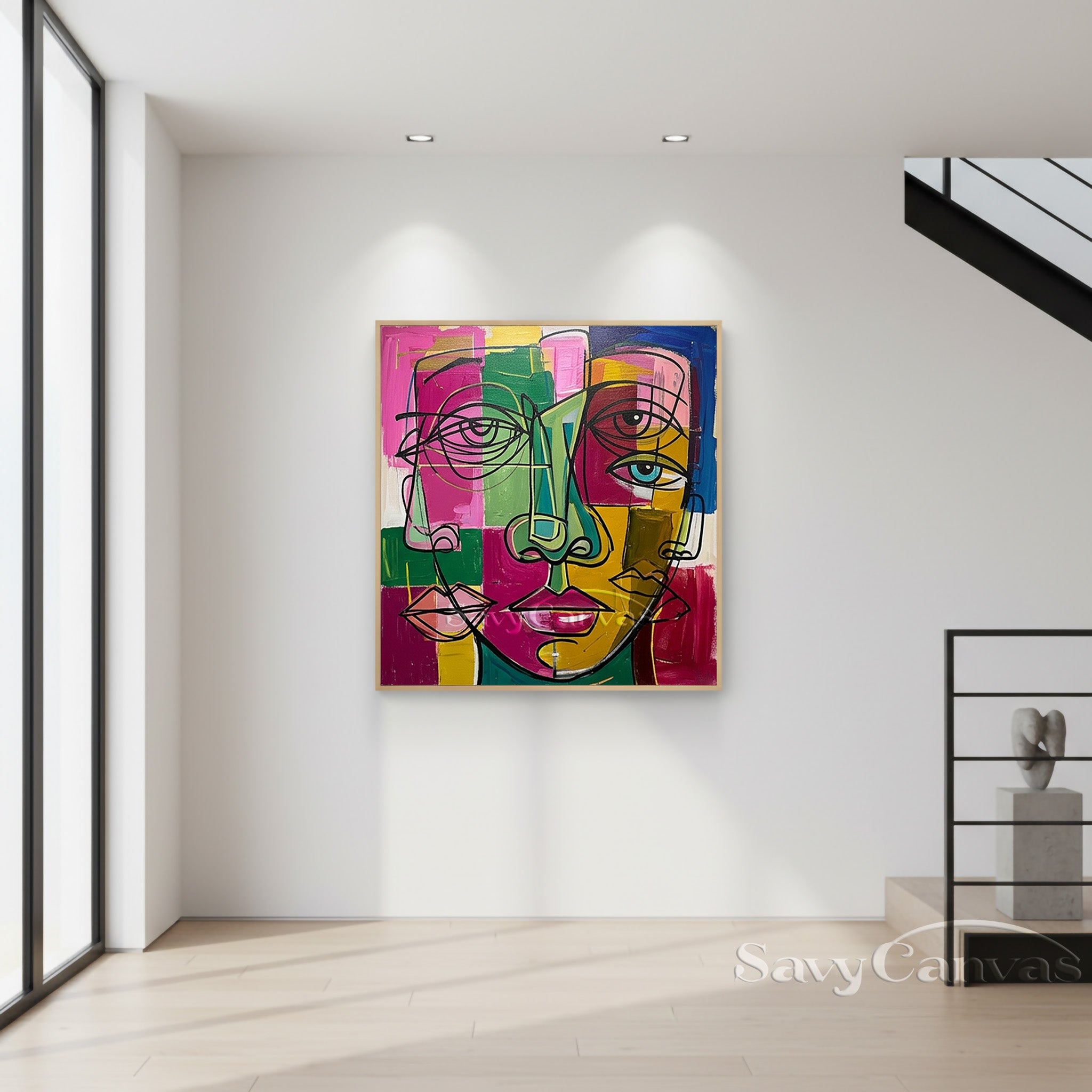 Abstract Face Oil Painting | Modern Cubist Wall Art #SS 099