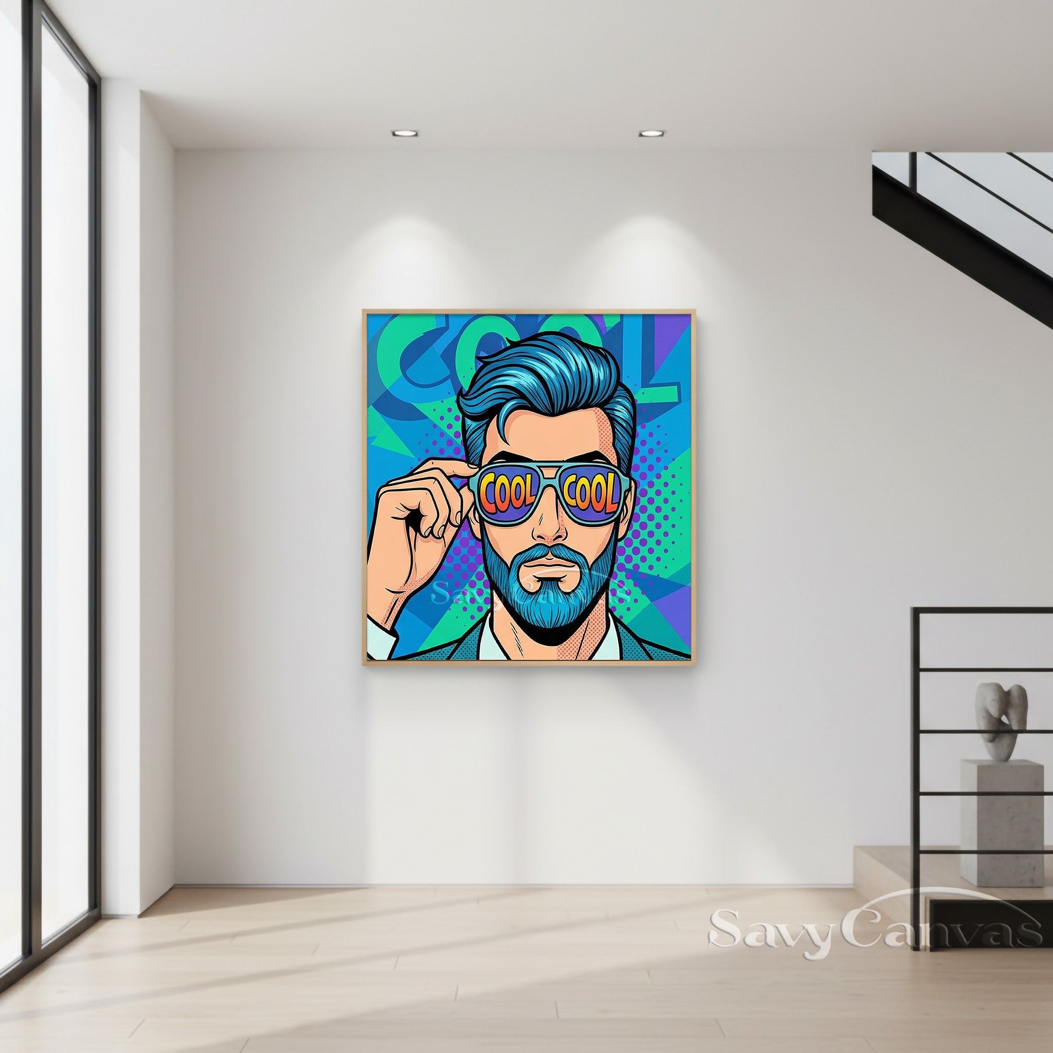 Modern Pop Art Oil Painting - Cool Man with Sunglasses #SS 047