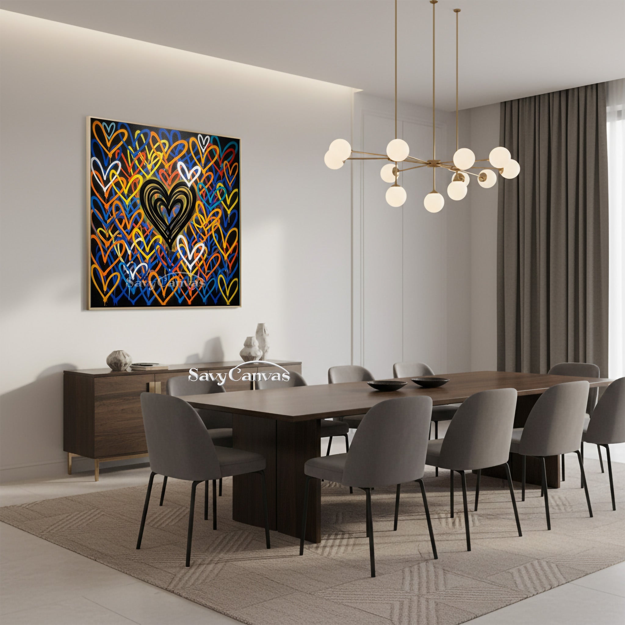 Colorful Graffiti Heart Hand-Painted Canvas Wall Art #SS 127