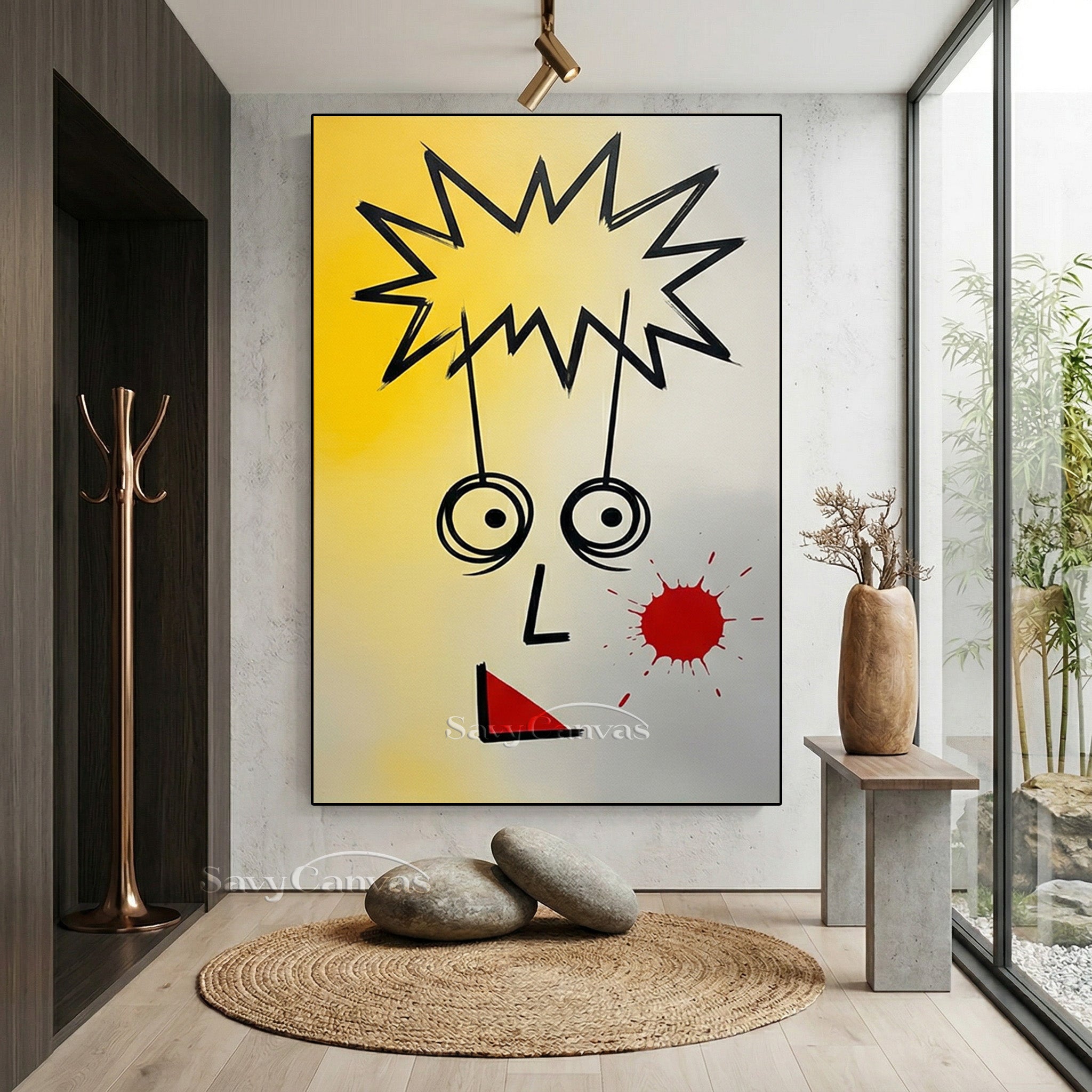 Modern Abstract Face Oil Painting | Minimalist Explosion Art #SS 087