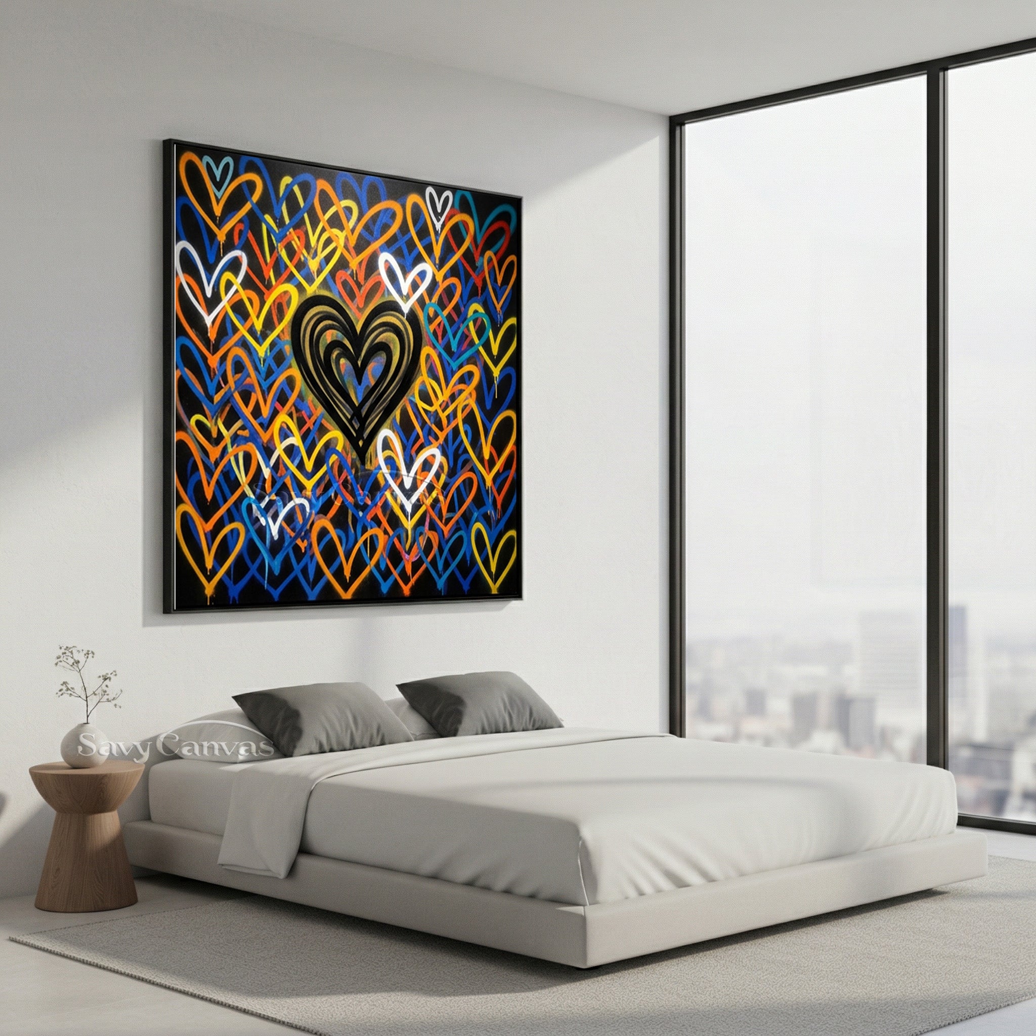 Colorful Graffiti Heart Hand-Painted Canvas Wall Art #SS 127