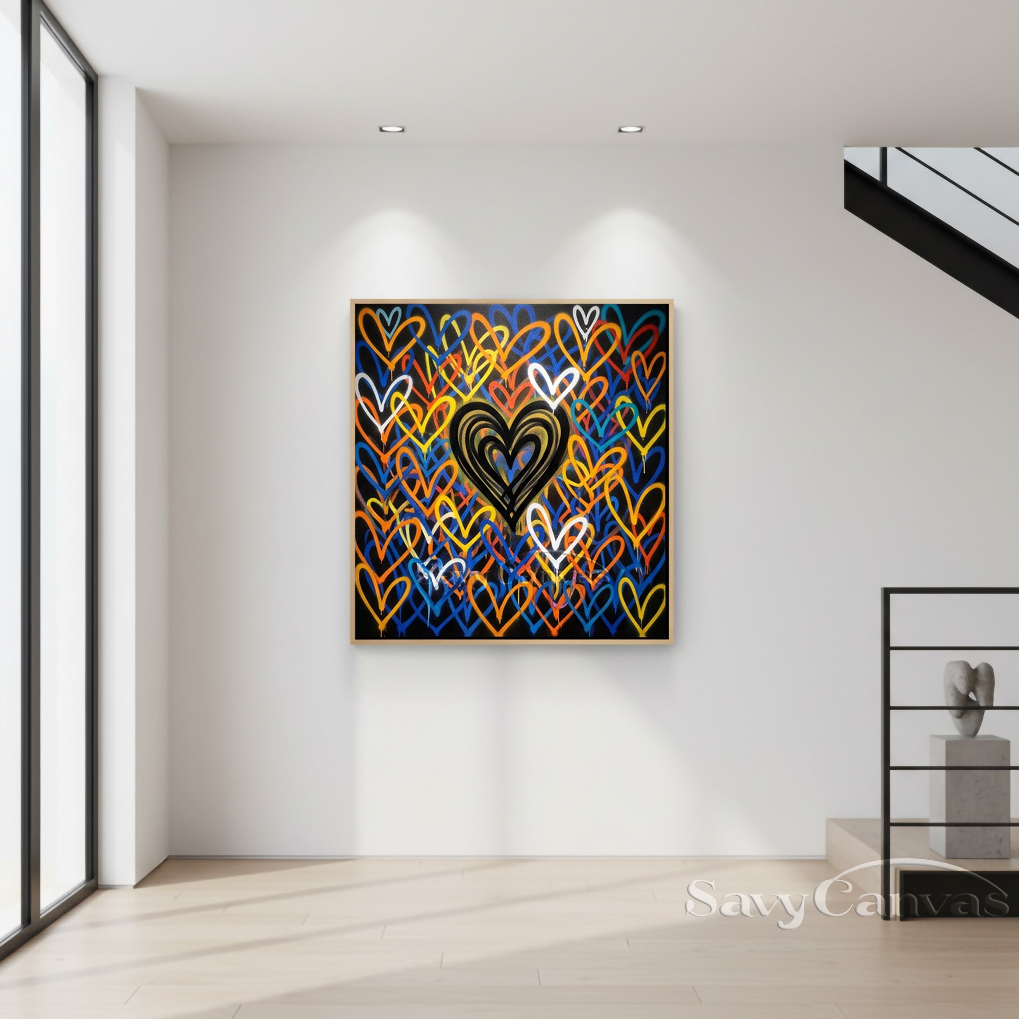 Colorful Graffiti Heart Hand-Painted Canvas Wall Art #SS 127