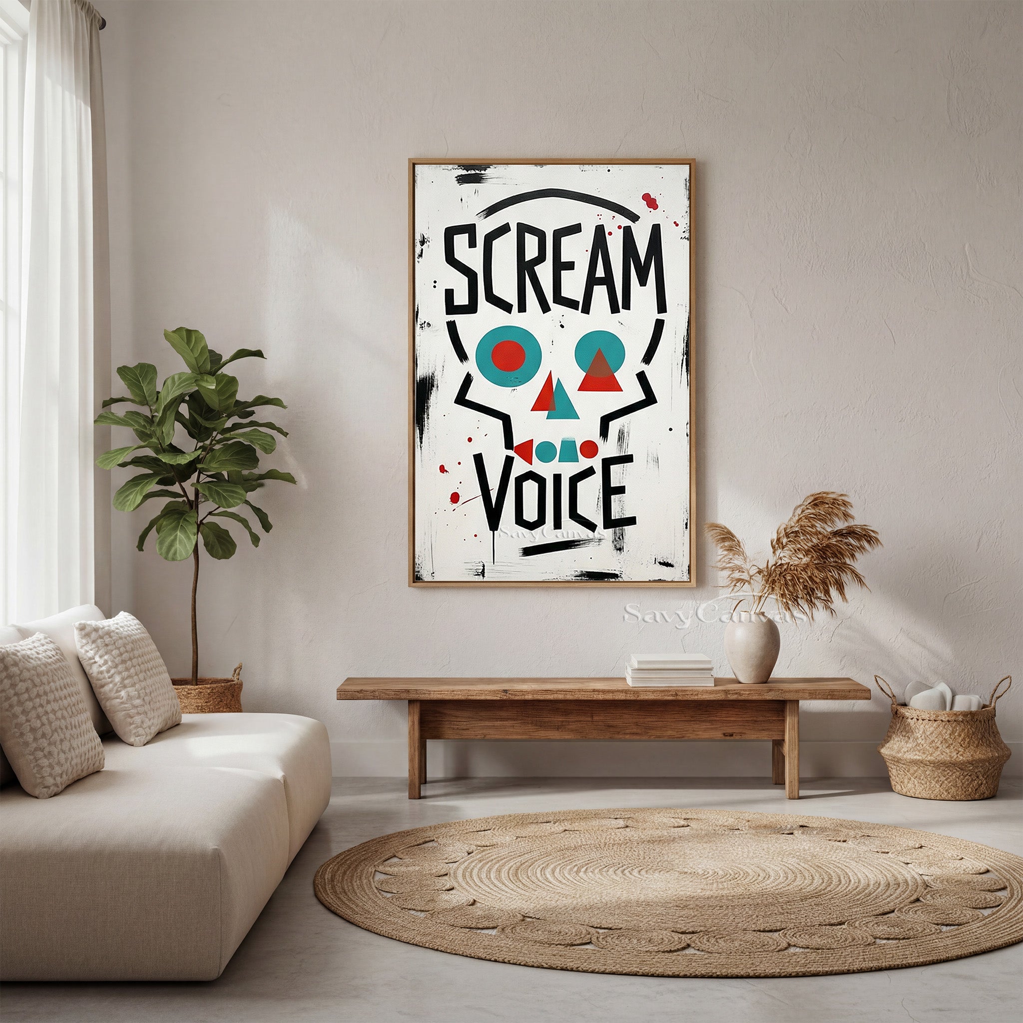 Handmade Skull & Typography Oil Painting - Modern Wall Decor #SS 088