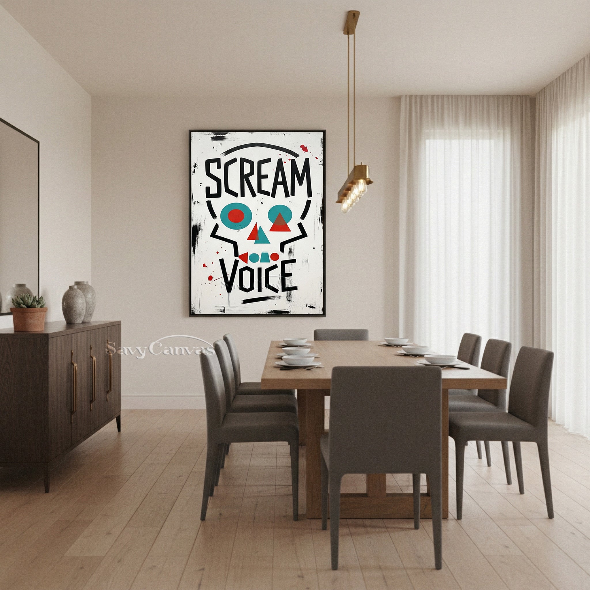 Handmade Skull & Typography Oil Painting - Modern Wall Decor #SS 088