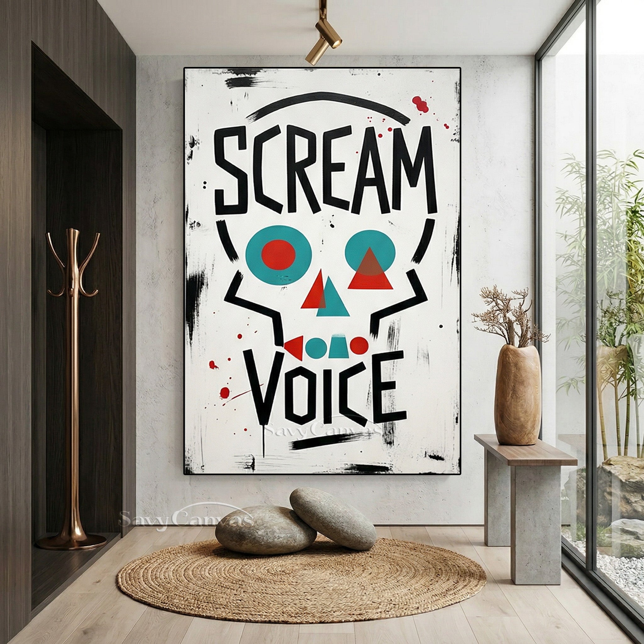 Handmade Skull & Typography Oil Painting - Modern Wall Decor #SS 088