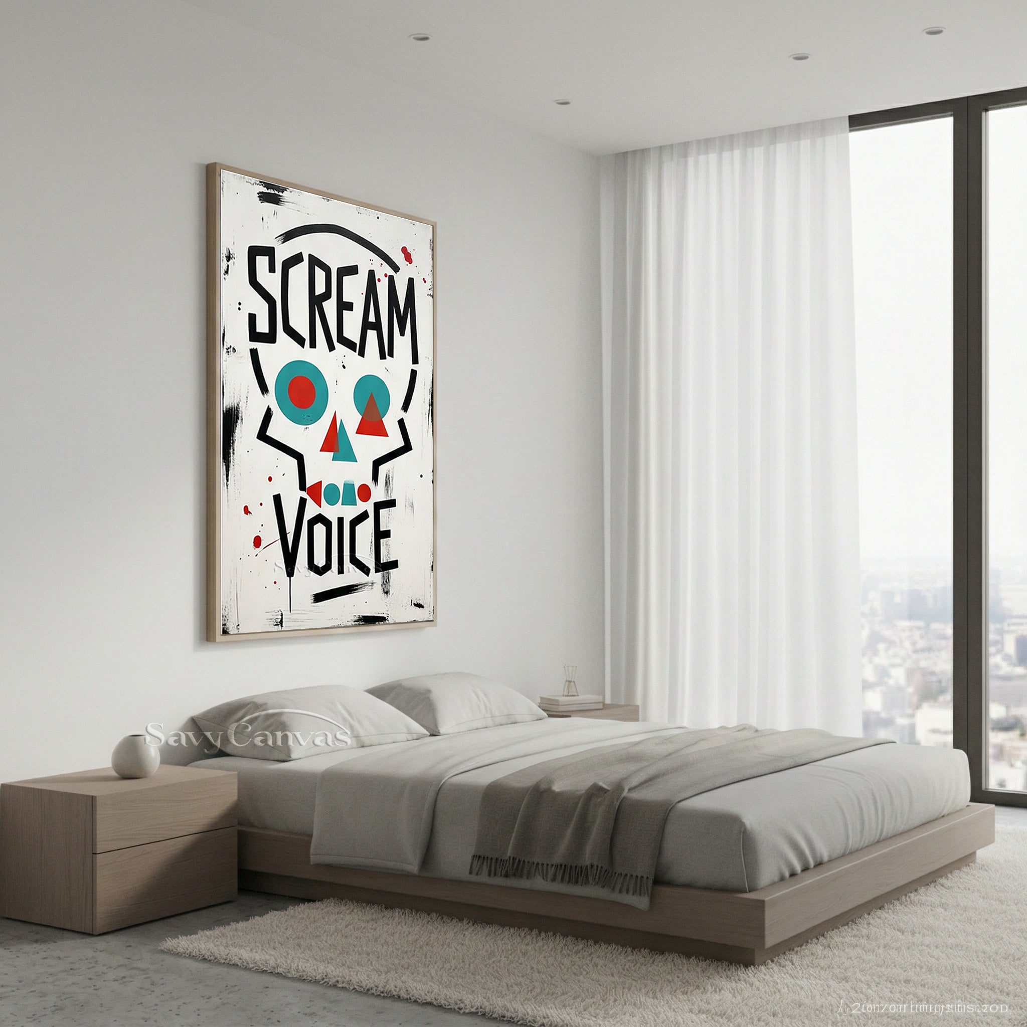 Handmade Skull & Typography Oil Painting - Modern Wall Decor #SS 088