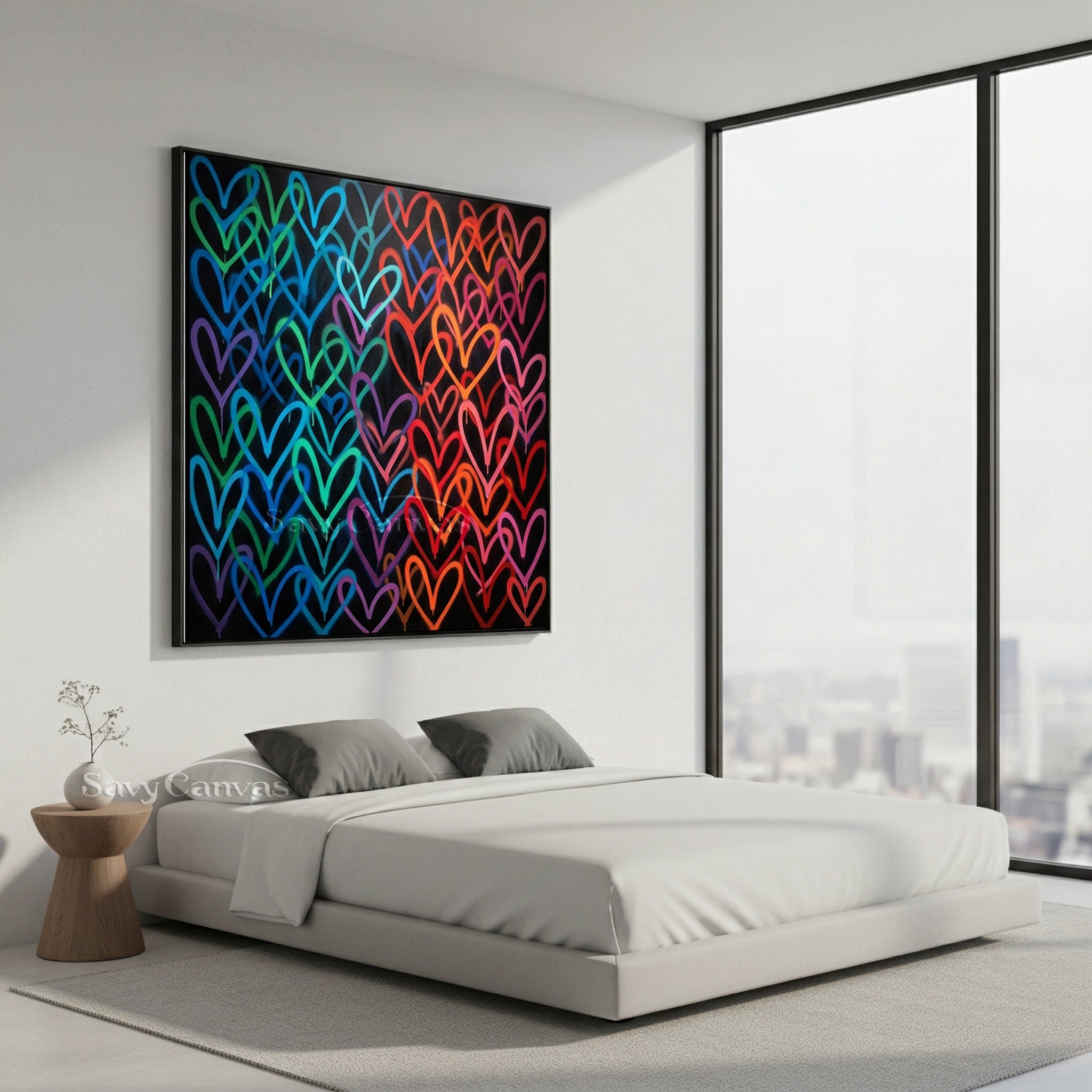Colorful Graffiti Heart Canvas Wall Art | Modern Street Pop Art #SS 128