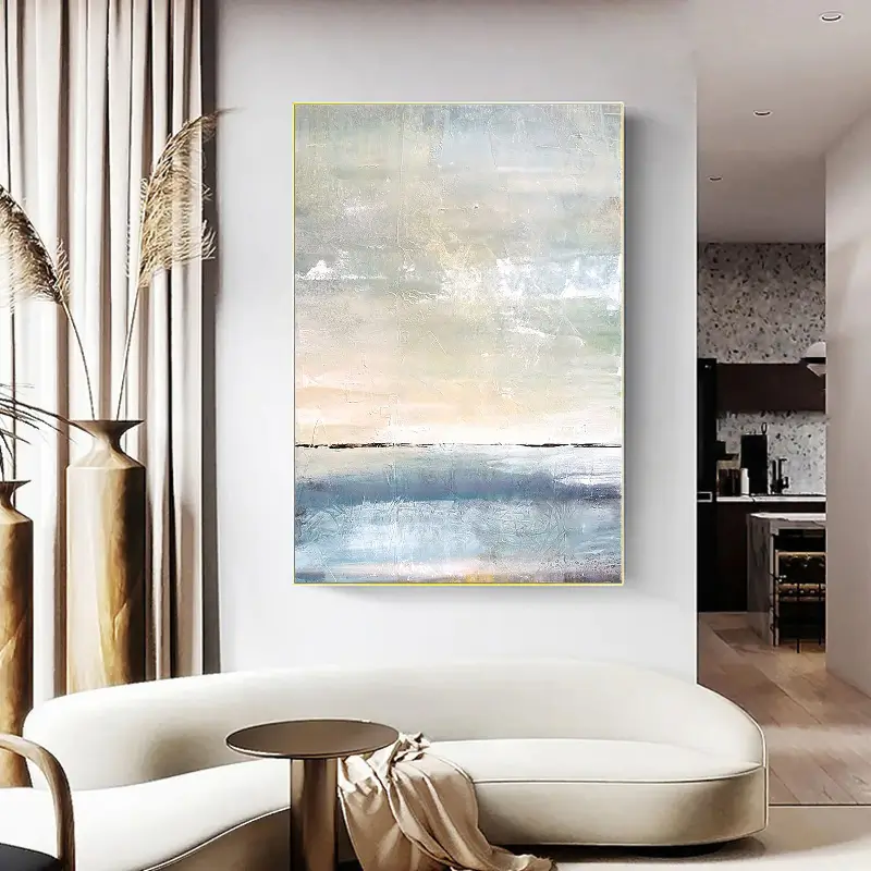 Soft - toned Abstract Ocean Canvas Art for a Calm Home Environment