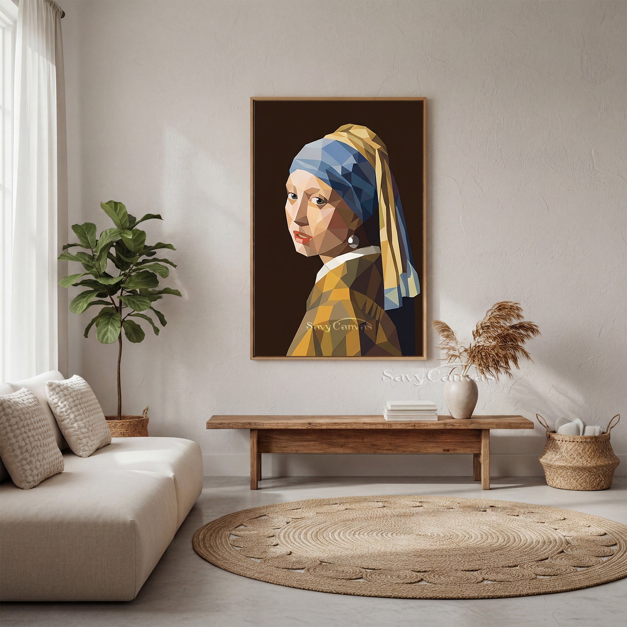 Creative Geometric Masterpiece Art | Girl with a Pearl Earring Print #SS 163