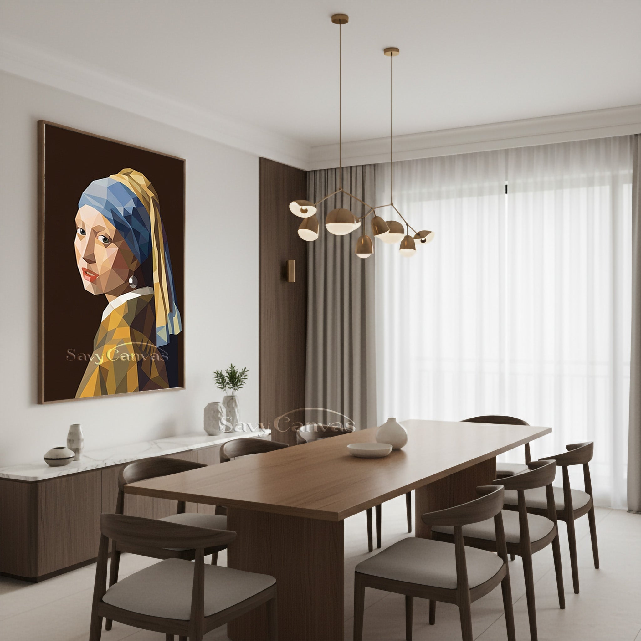 Creative Geometric Masterpiece Art | Girl with a Pearl Earring Print #SS 163