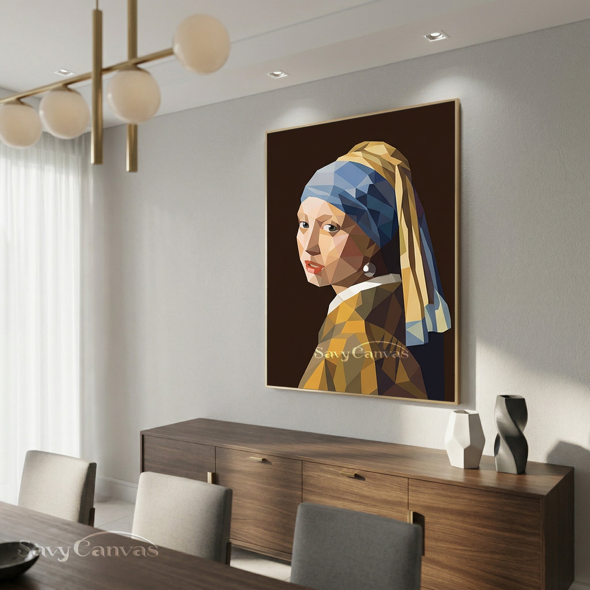 Creative Geometric Masterpiece Art | Girl with a Pearl Earring Print #SS 163