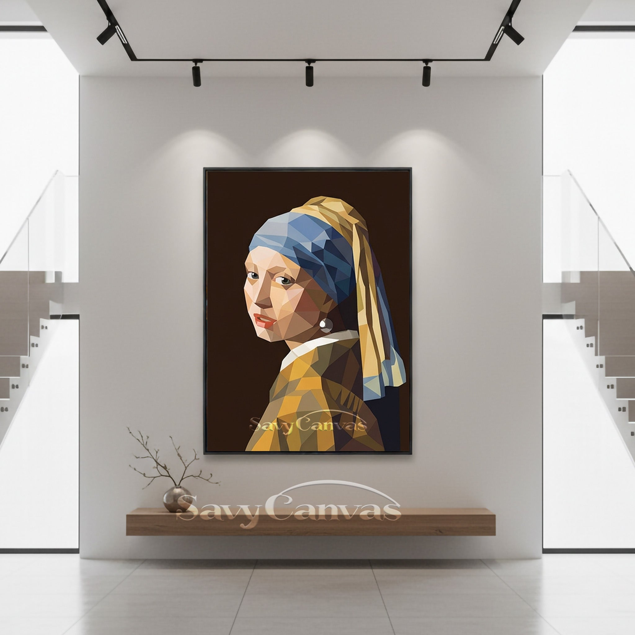 Creative Geometric Masterpiece Art | Girl with a Pearl Earring Print #SS 163