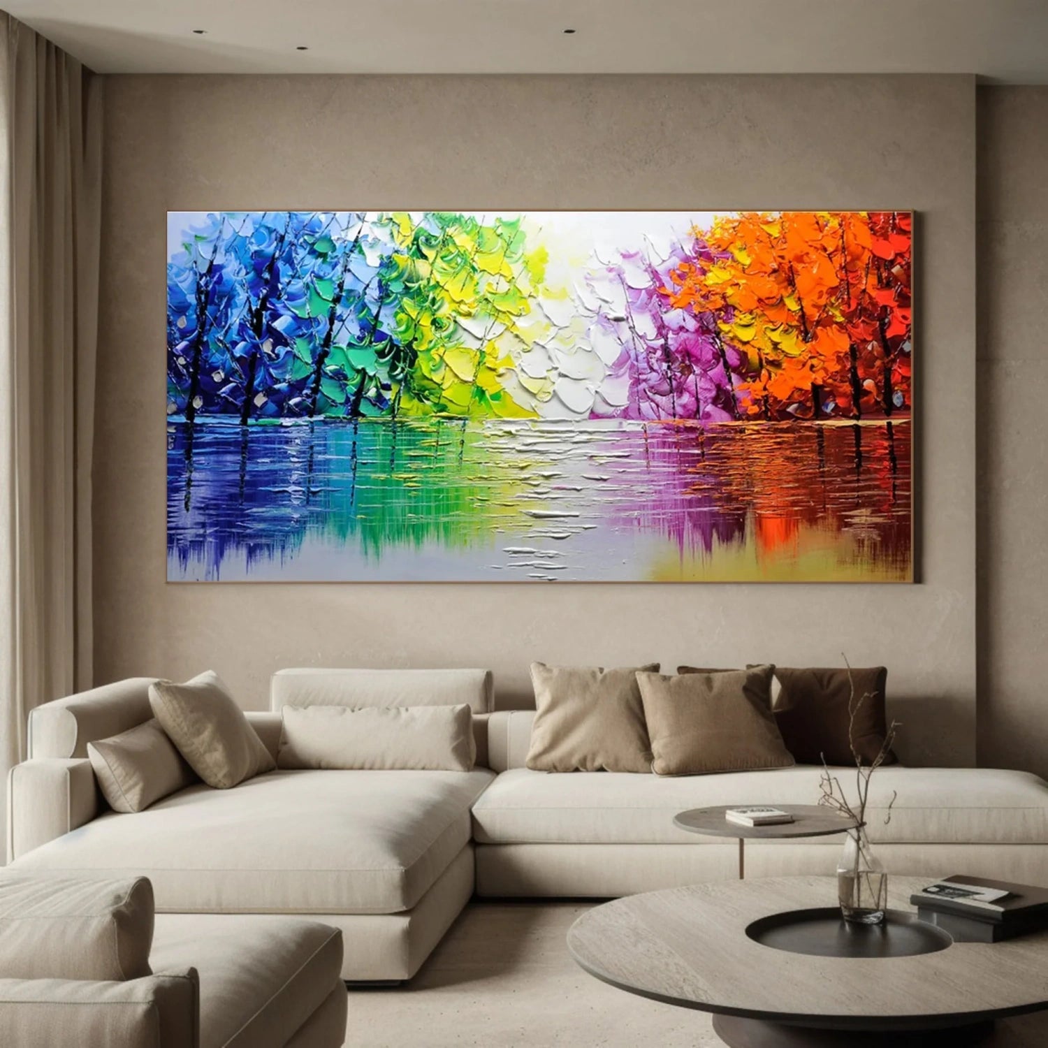 Reflected Harmony – Rainbow Nature Scene"