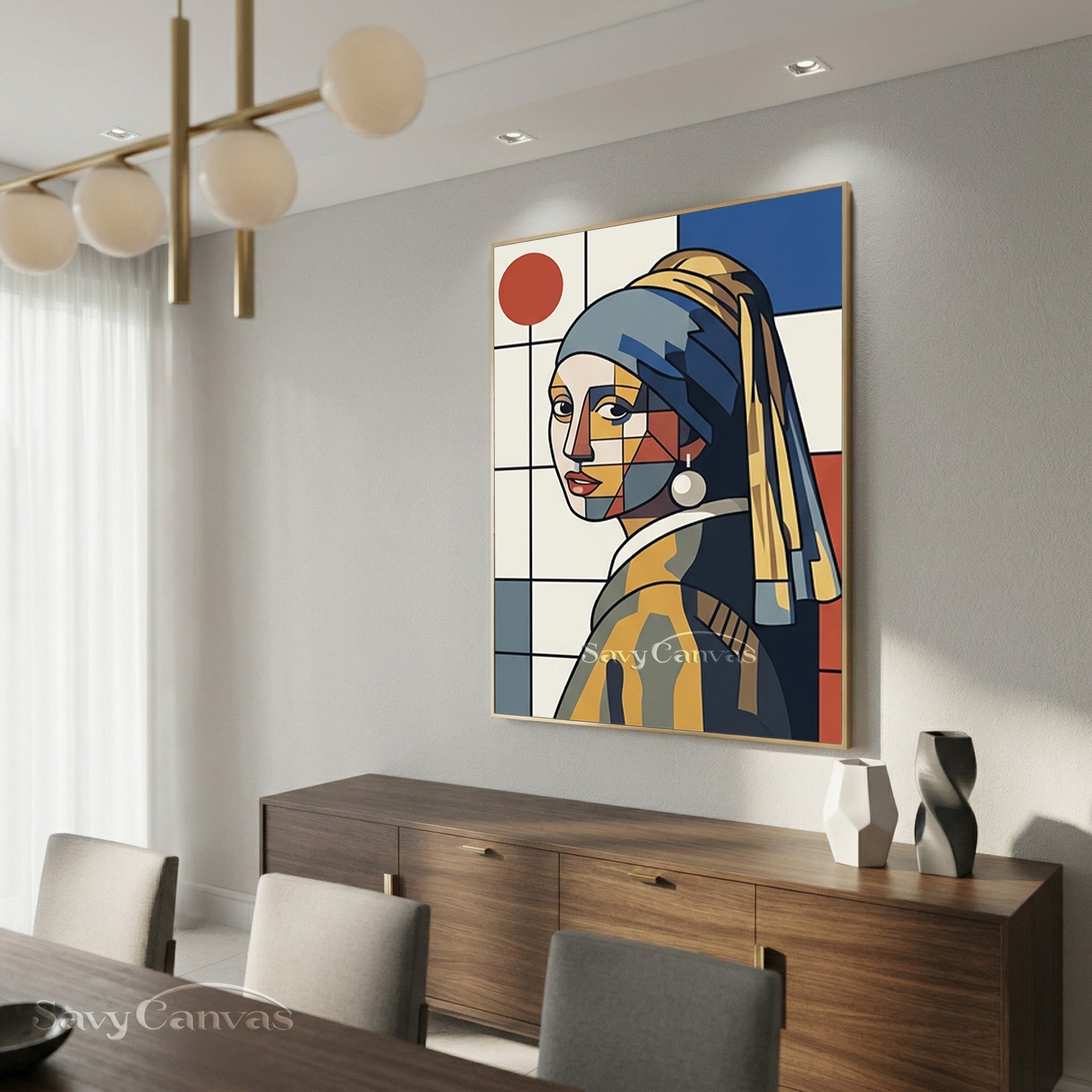 Abstract Pop Art Girl with a Pearl Earring Canvas Painting #SS 165