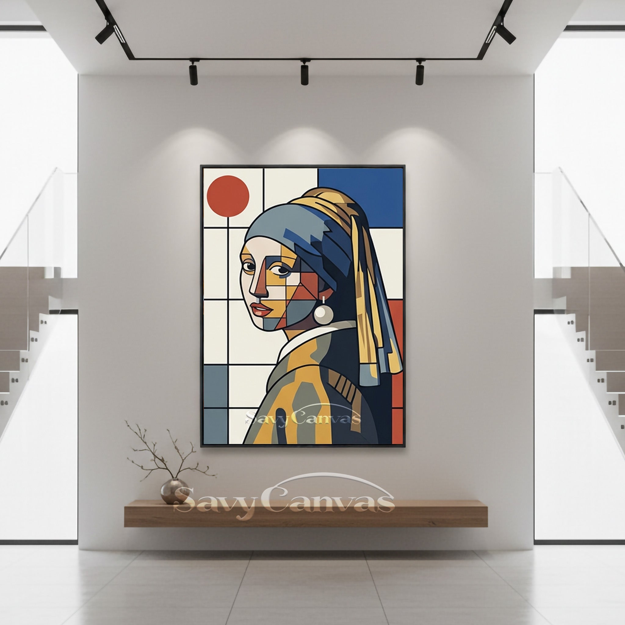 Abstract Pop Art Girl with a Pearl Earring Canvas Painting #SS 165
