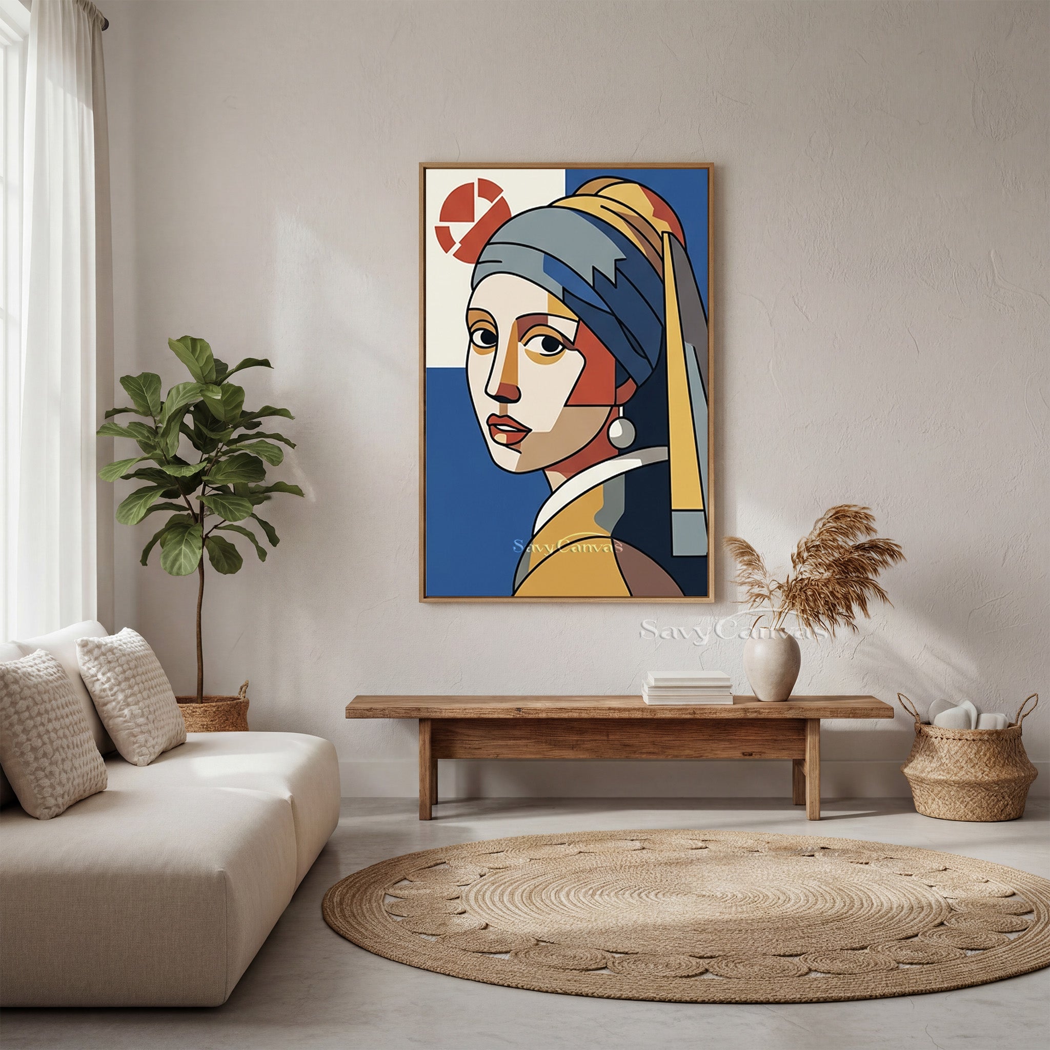 Geometric Vermeer Girl with Pearl Earring | Handmade Art #SS 166