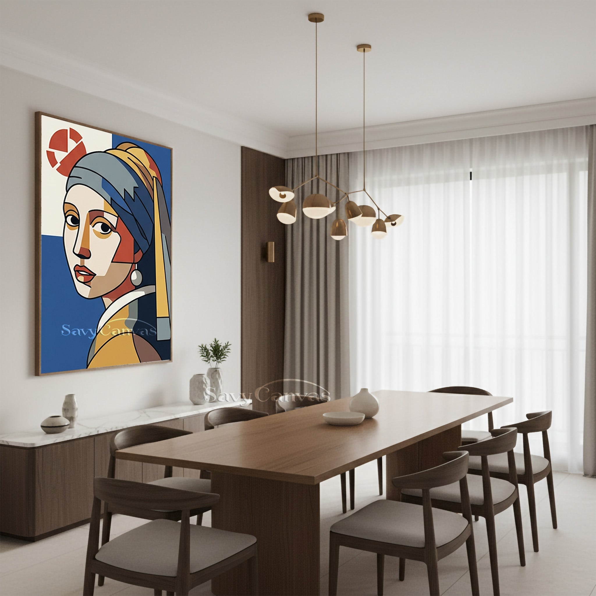 Geometric Vermeer Girl with Pearl Earring | Handmade Art #SS 166