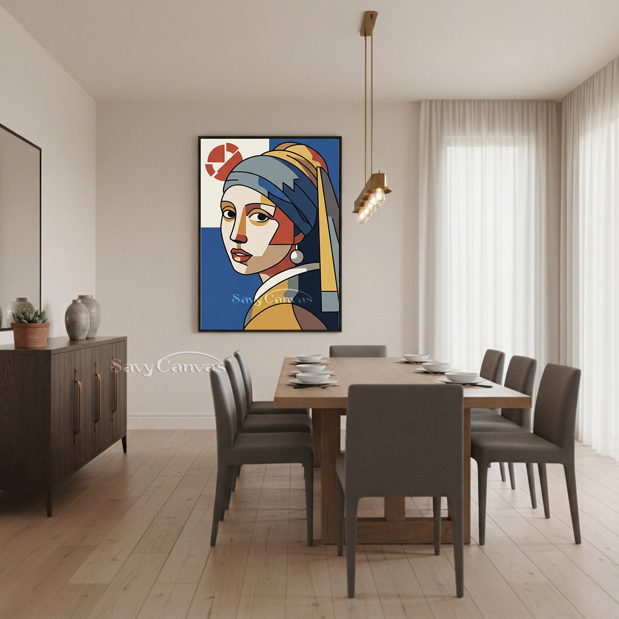Geometric Vermeer Girl with Pearl Earring | Handmade Art #SS 166