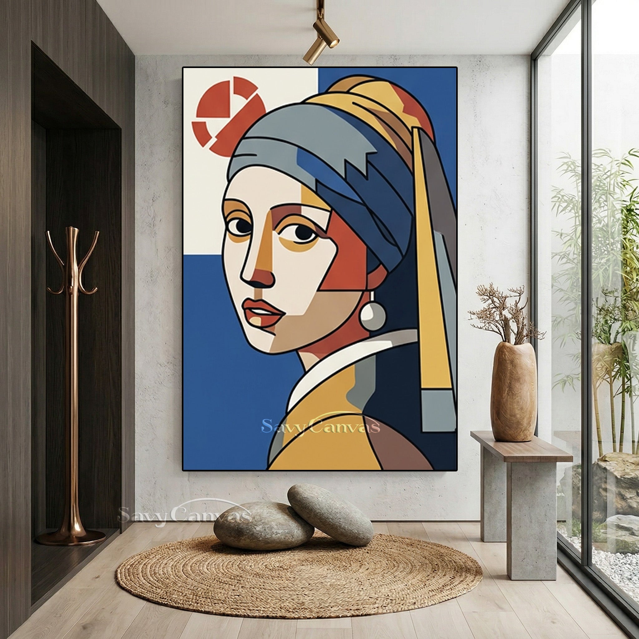 Geometric Vermeer Girl with Pearl Earring | Handmade Art #SS 166