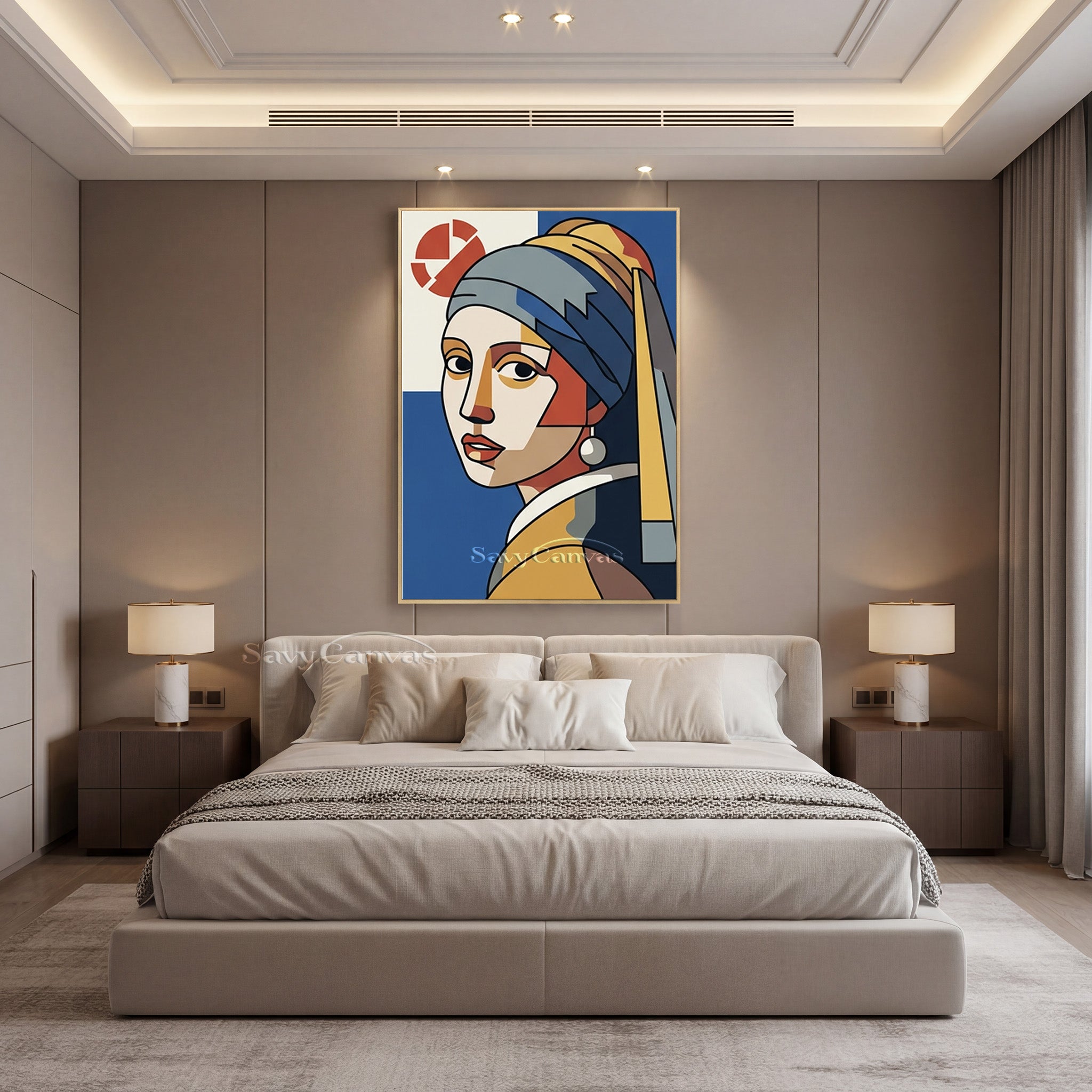 Geometric Vermeer Girl with Pearl Earring | Handmade Art #SS 166