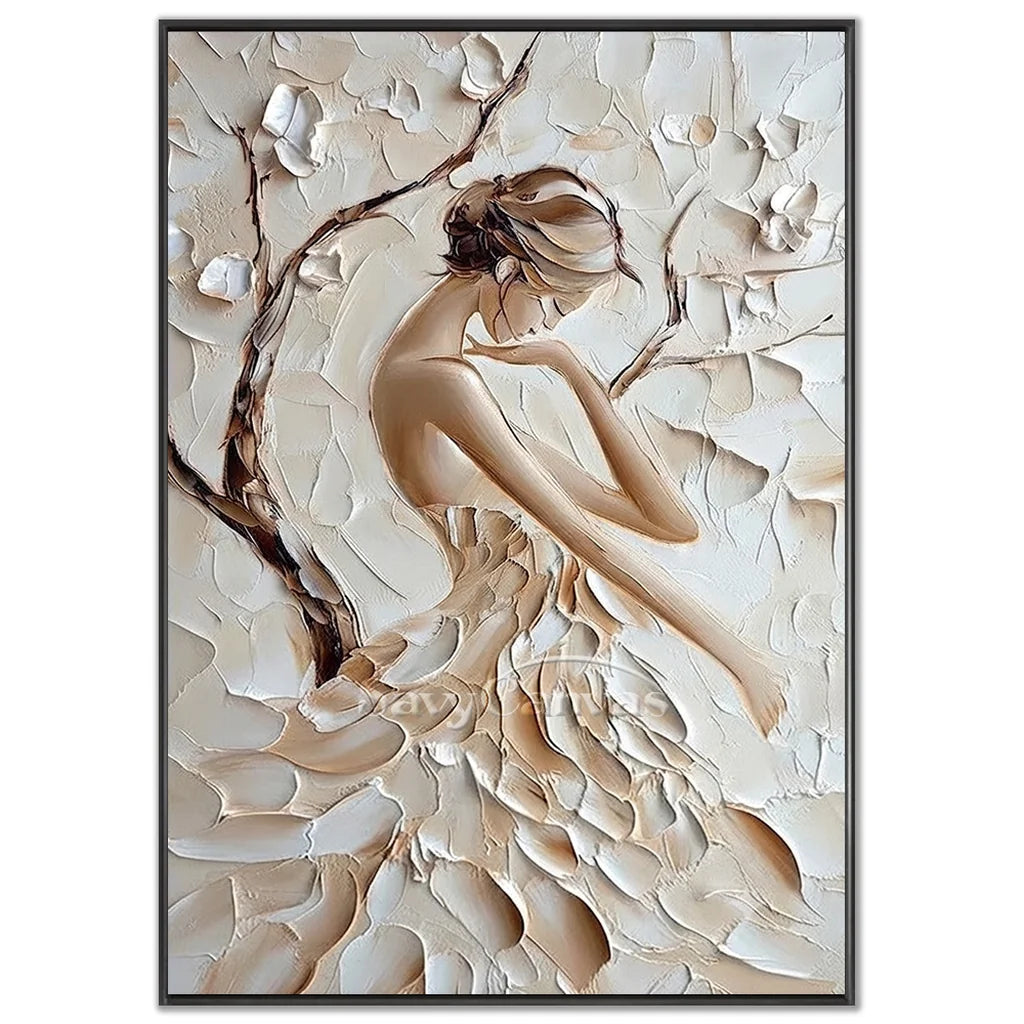 3D Textured Female Portrait - Modern Art Decor #TB 008