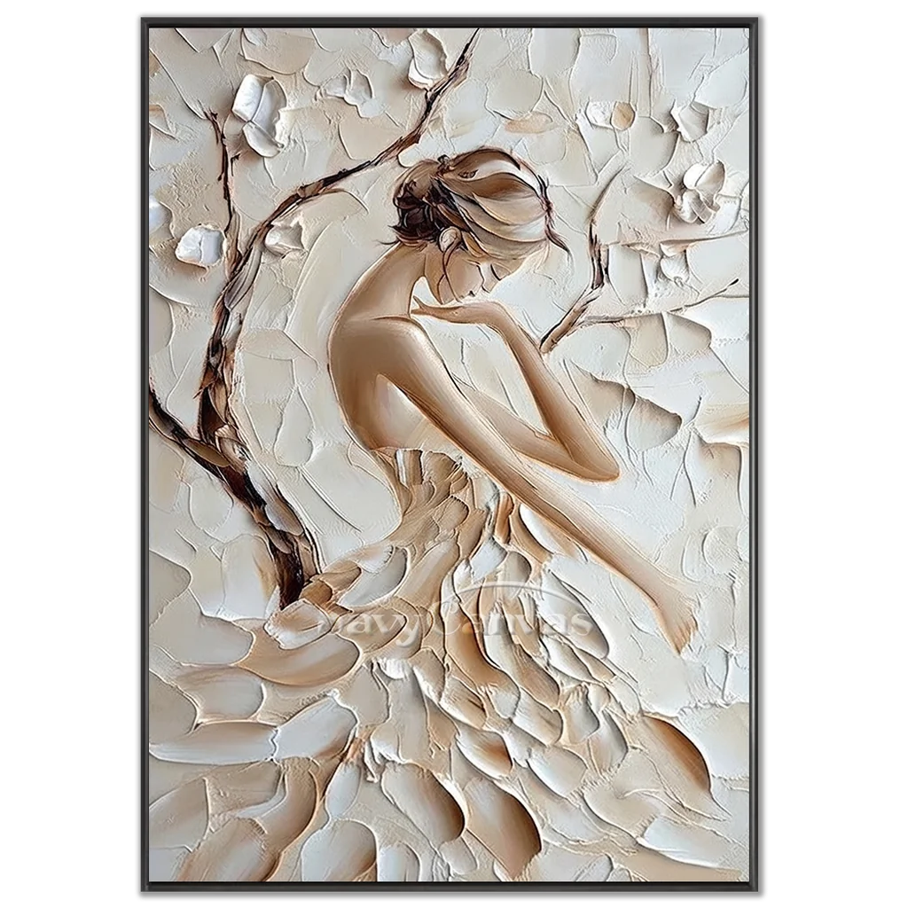 3D Textured Female Portrait - Modern Art Decor #TB 008