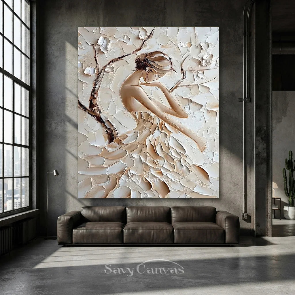 3D Textured Female Portrait - Modern Art Decor #TB 008