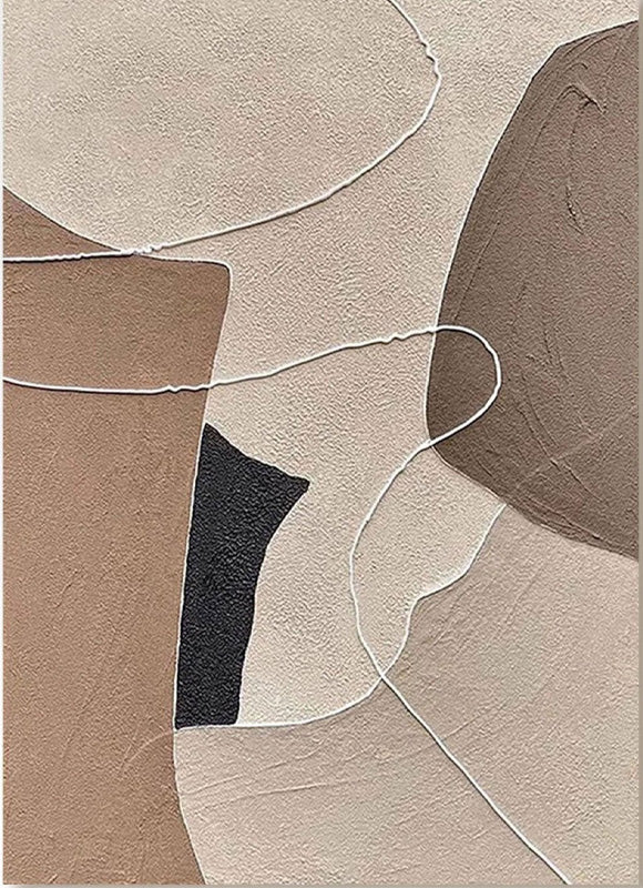 Contemporary Textured Artwork - Brown and Cream Abstract Painting #TC 204