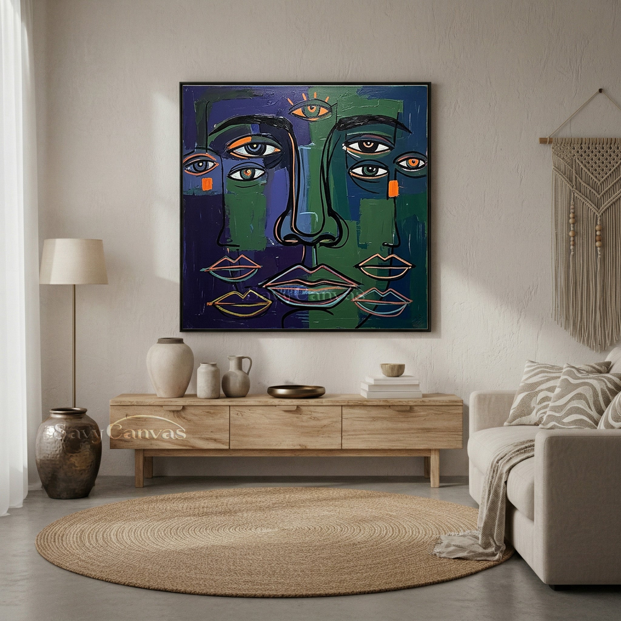 Modern Abstract Faces Oil Painting | Cubist Wall Art #SS 100