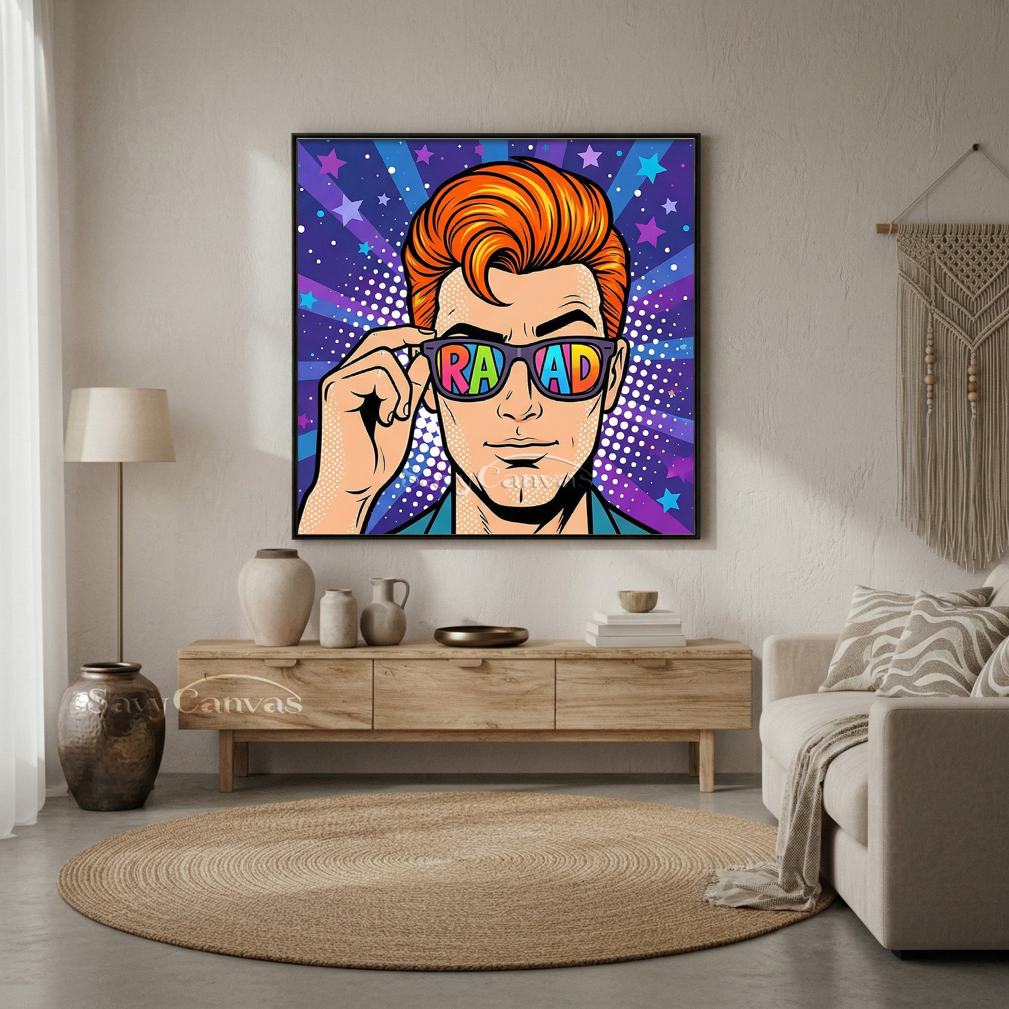 Modern Pop Culture Wall Art - Vibrant Hand-Painted Man with Glasses #SS 048