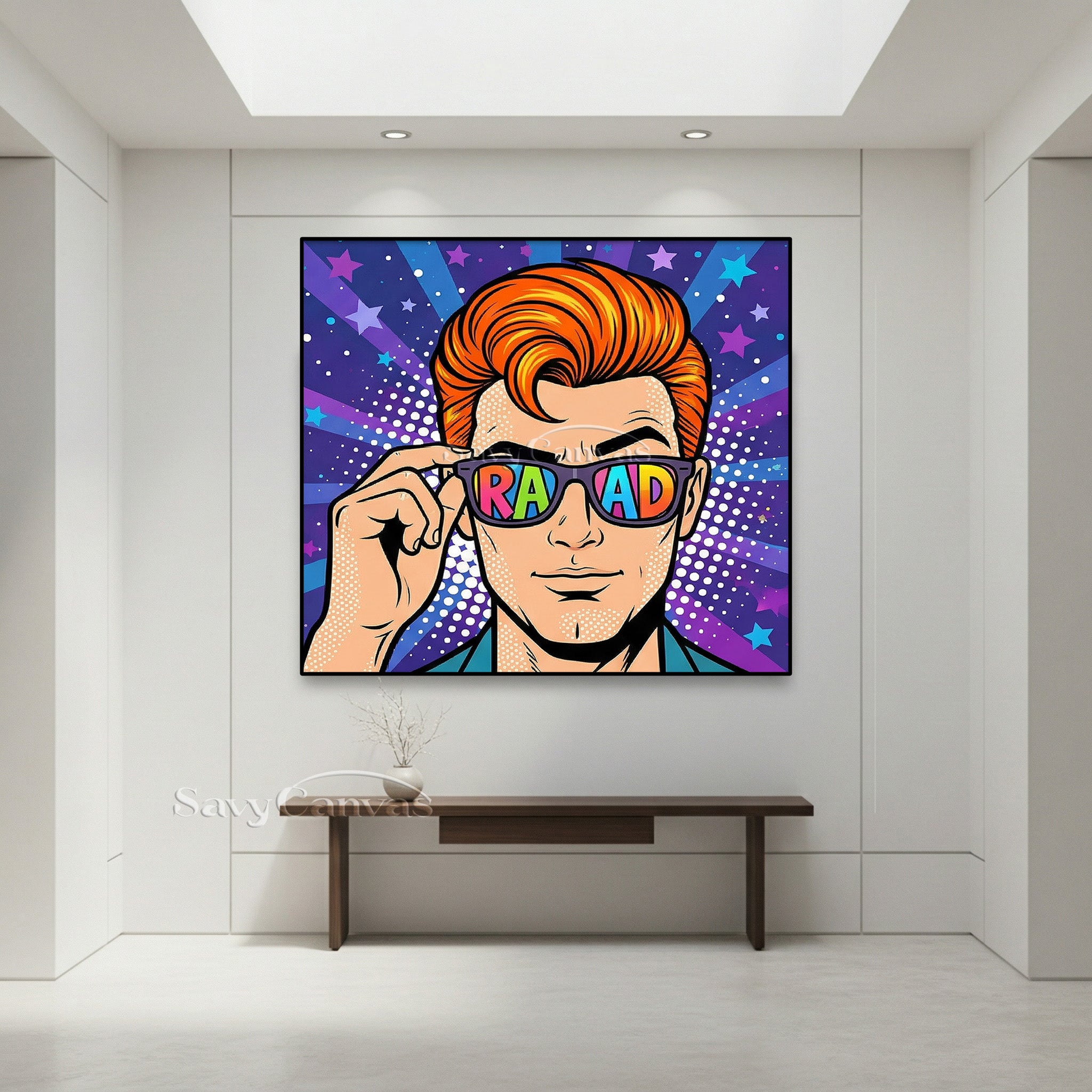 Modern Pop Culture Wall Art - Vibrant Hand-Painted Man with Glasses #SS 048