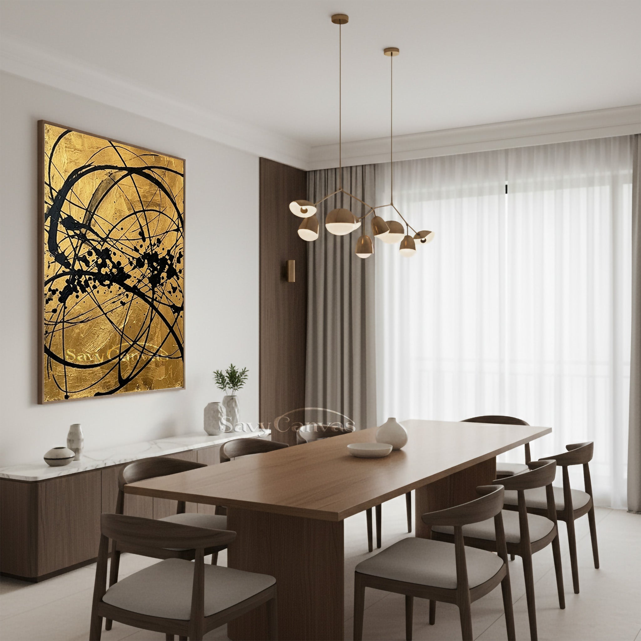 Bold Gold and Black Abstract Wall Art | Luxury Modern Decor #AA 523