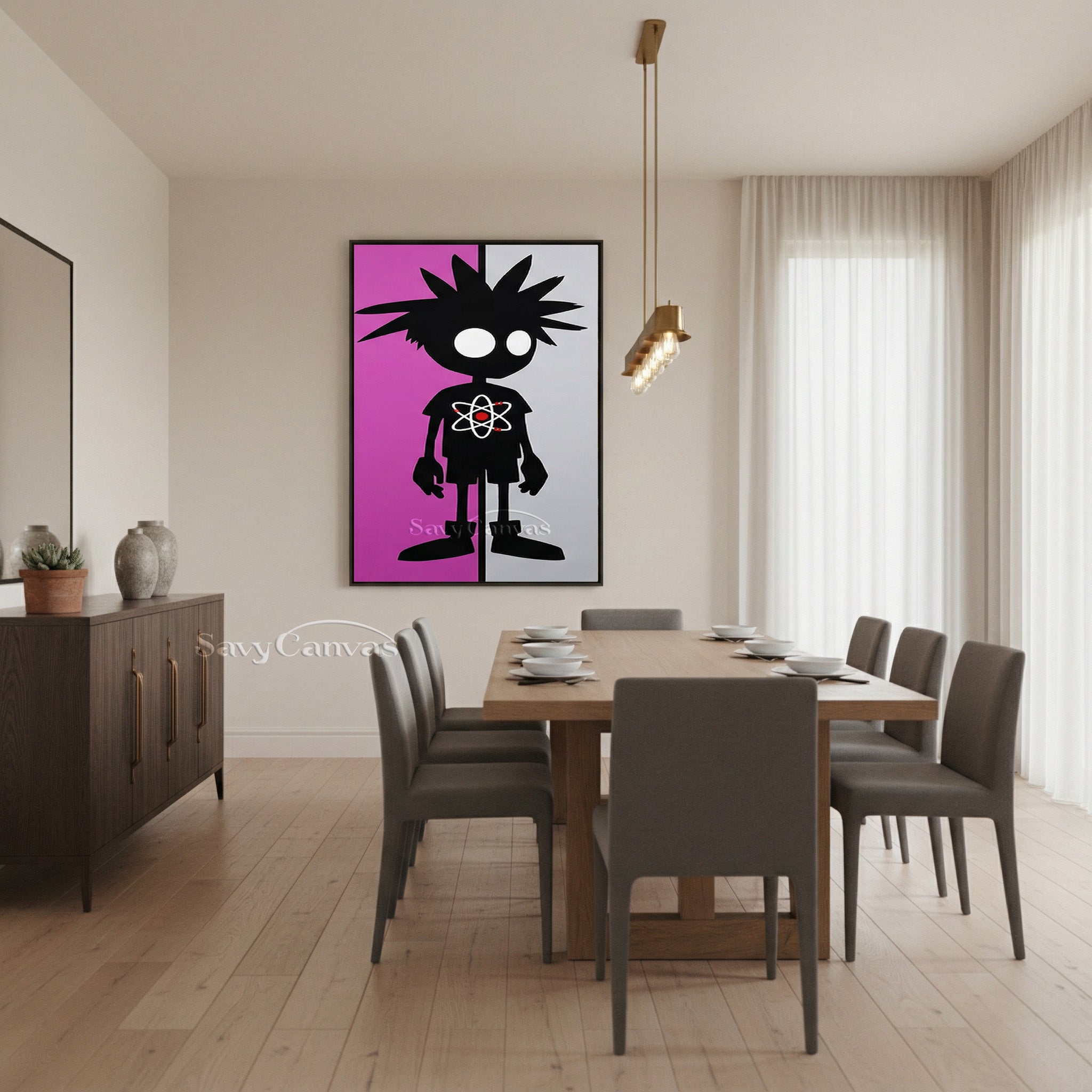 Modern Cartoon Silhouette Canvas Art - Atom Boy Pop Art Decor #SS 096