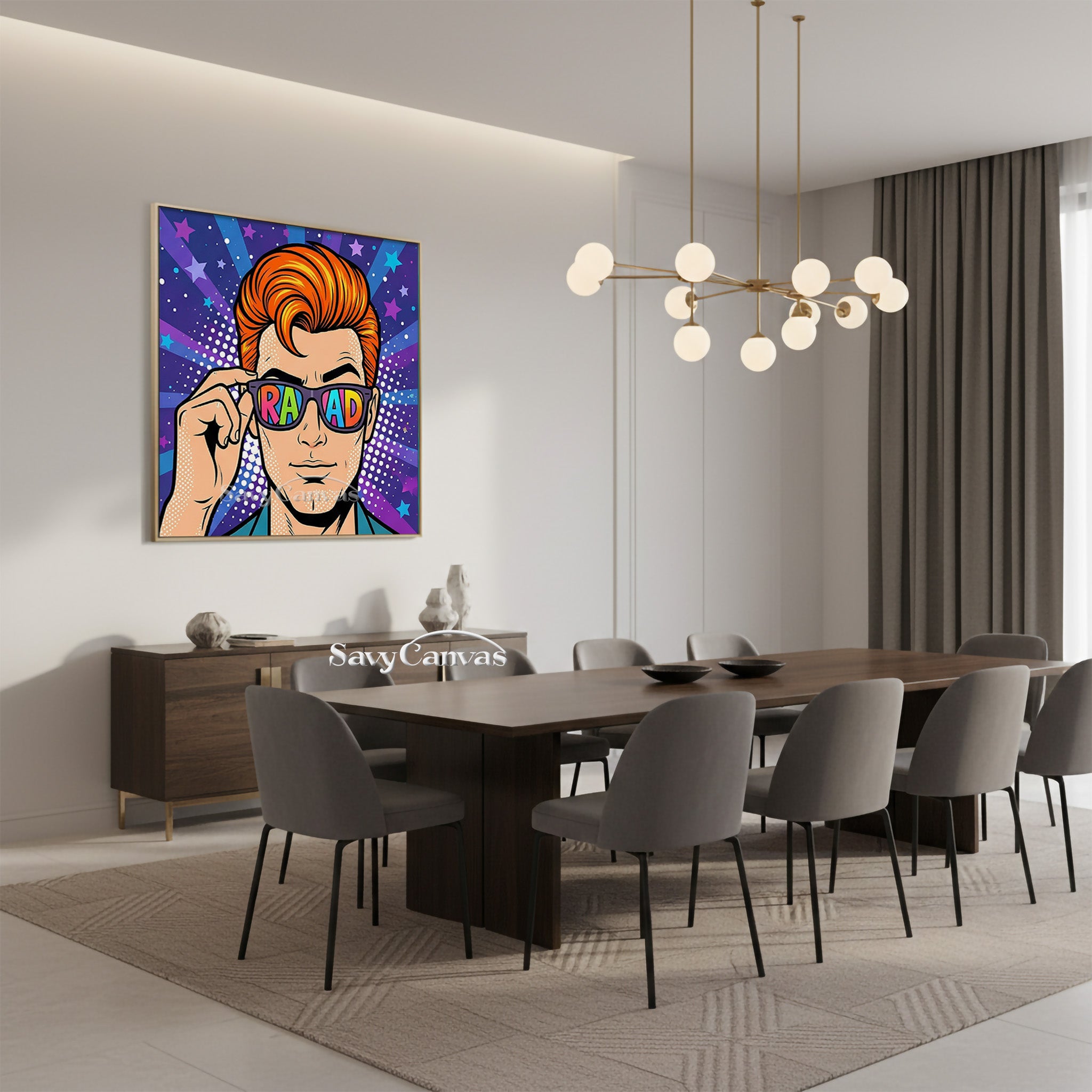 Modern Pop Culture Wall Art - Vibrant Hand-Painted Man with Glasses #SS 048