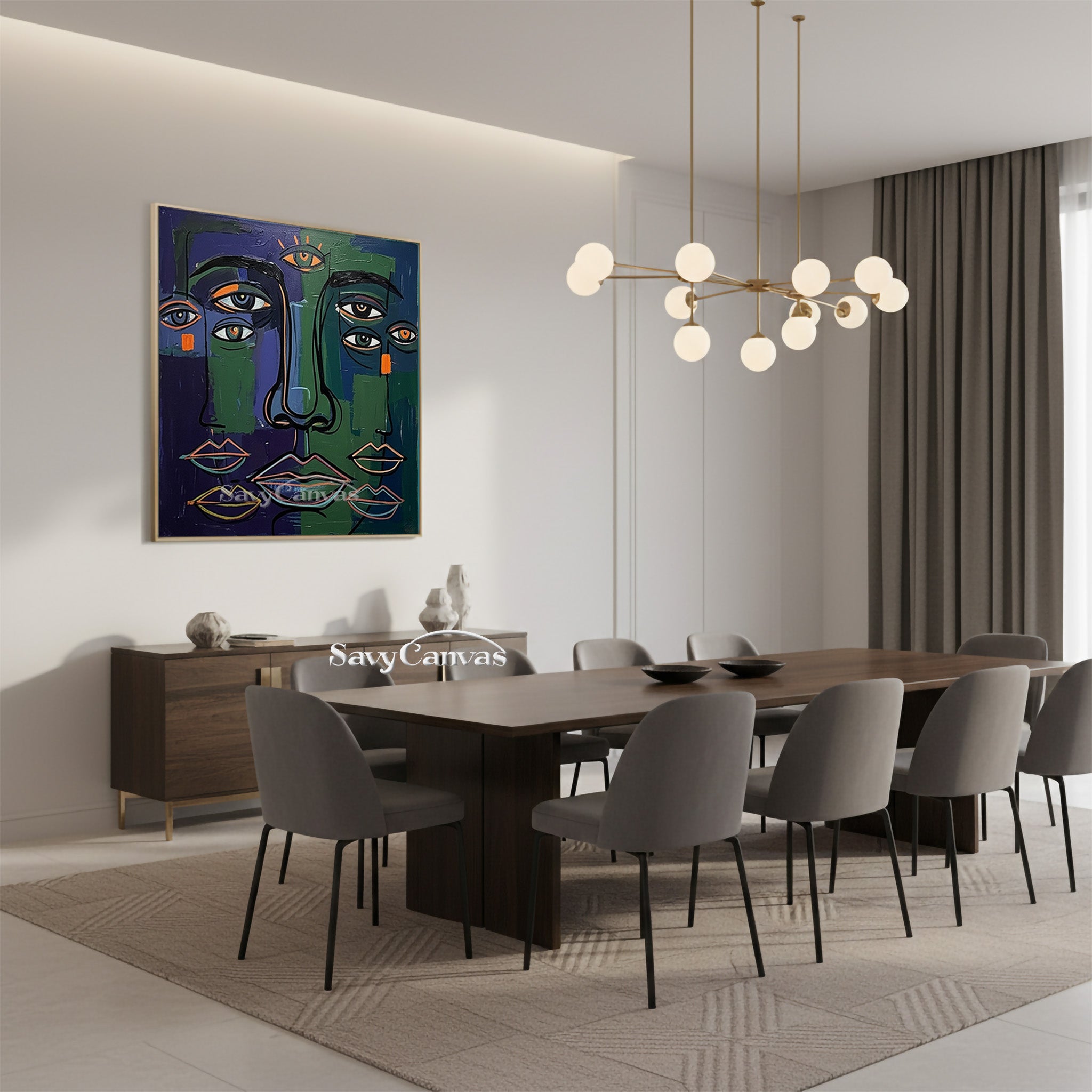 Modern Abstract Faces Oil Painting | Cubist Wall Art #SS 100